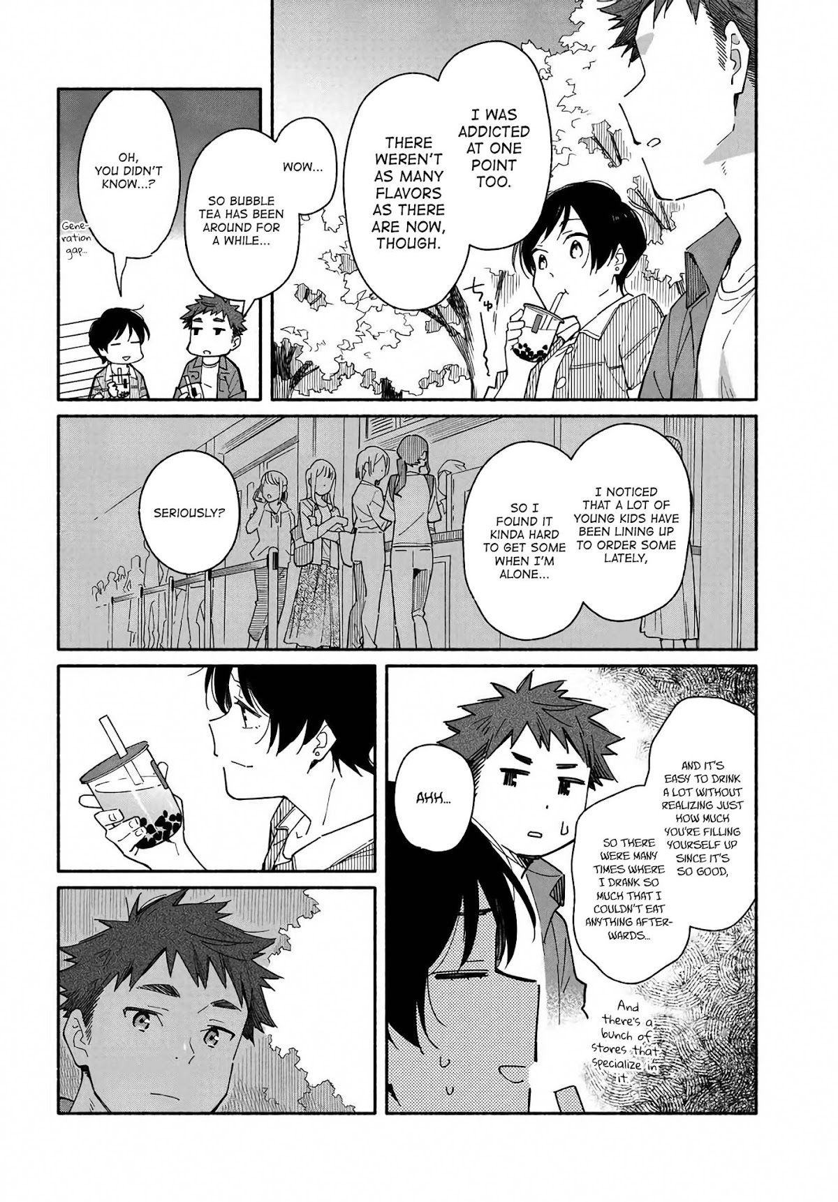 Aikagi-kun to Shiawase Gohan Chapter 4 page 16 - Chapter 4: Bag Holder and Bubble Tea