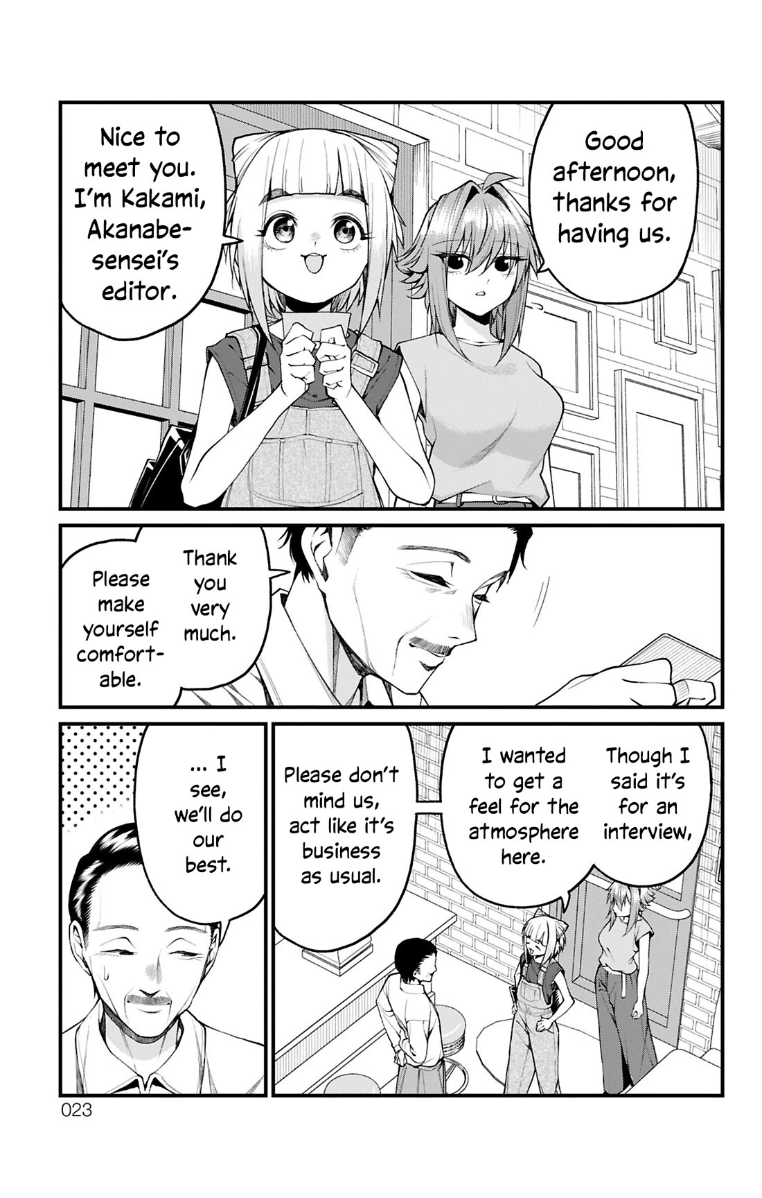 Akanabe-sensei Doesn't Know about Embarrassment Chapter 37 page 5 - Chapter 37: Sensei and Kakami's Interview