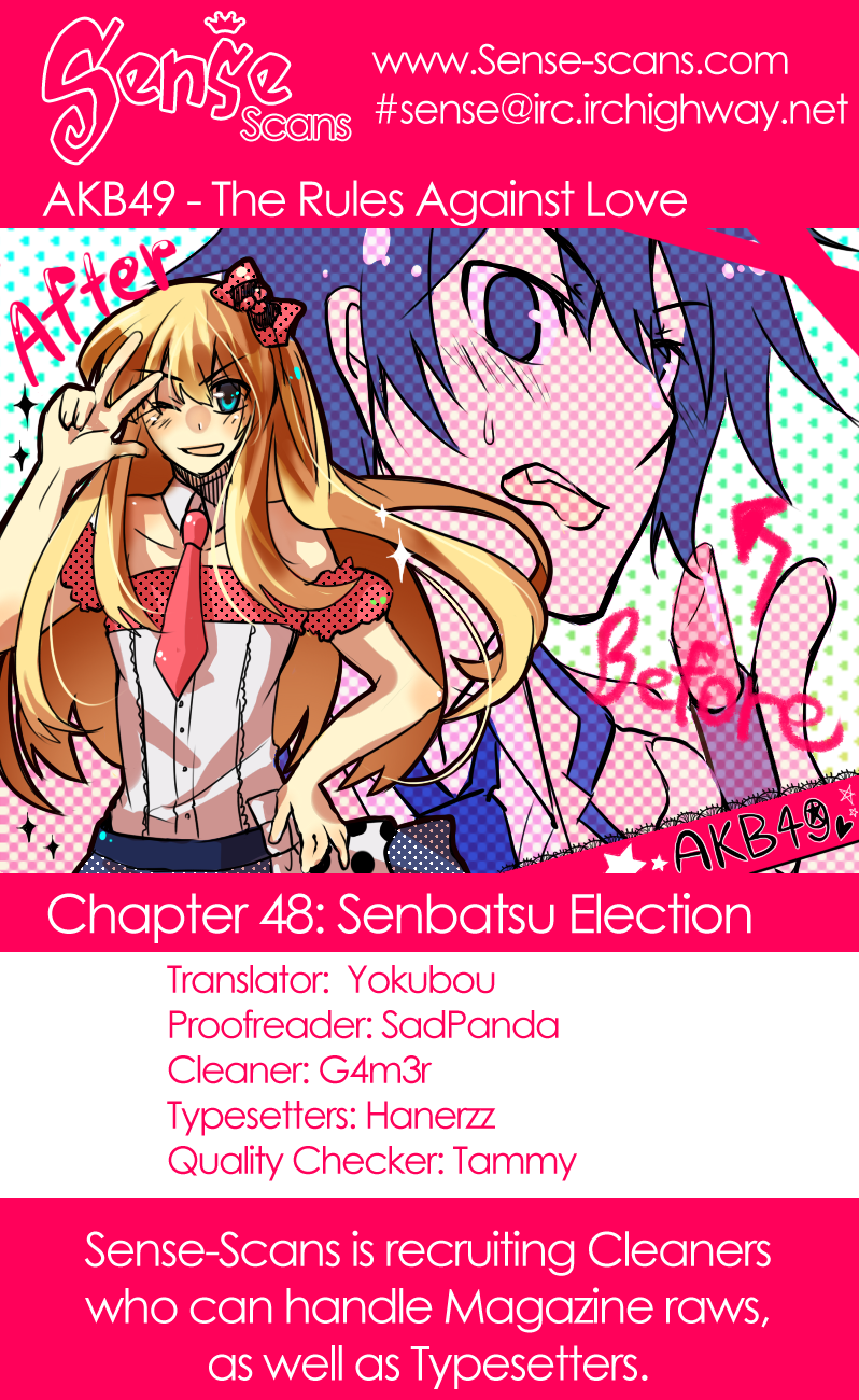 AKB49 - Renai Kinshi Jourei Chapter 48 page 1 - Chapter 48: Senbatsu Election