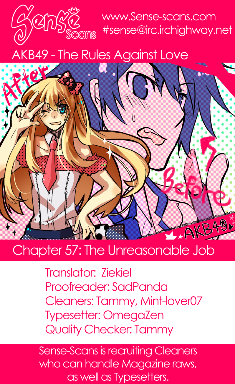AKB49 - Renai Kinshi Jourei Chapter 57 page 1 - Chapter 57: The Unreasonable Job