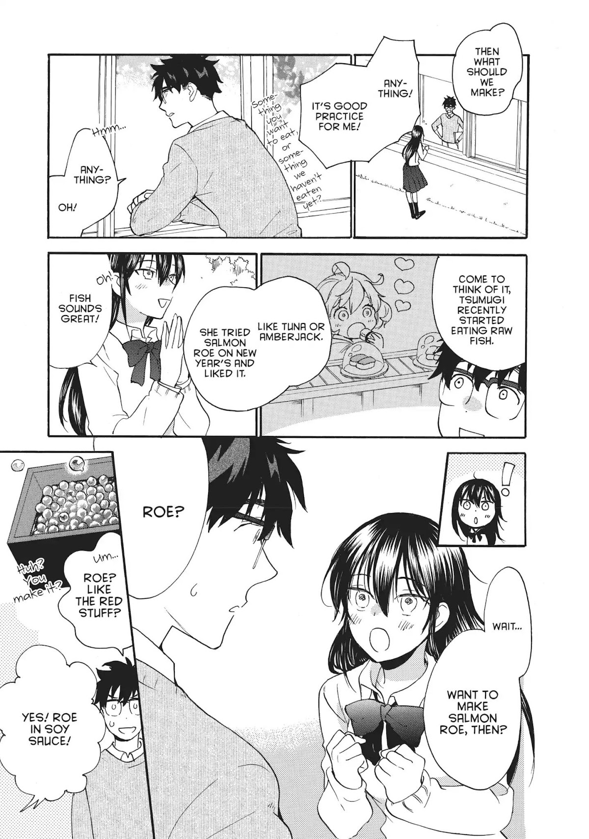 Amaama to Inazuma Chapter 48 page 15 - Chapter 48: Roe and Love and Get-Togethers