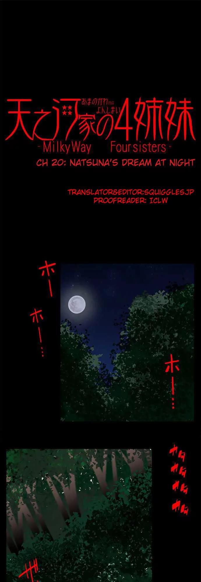 Amanogawa Ke No Yon Shimai Chapter 20 page 1 - Chapter 20: Natsuna's Dream At Night