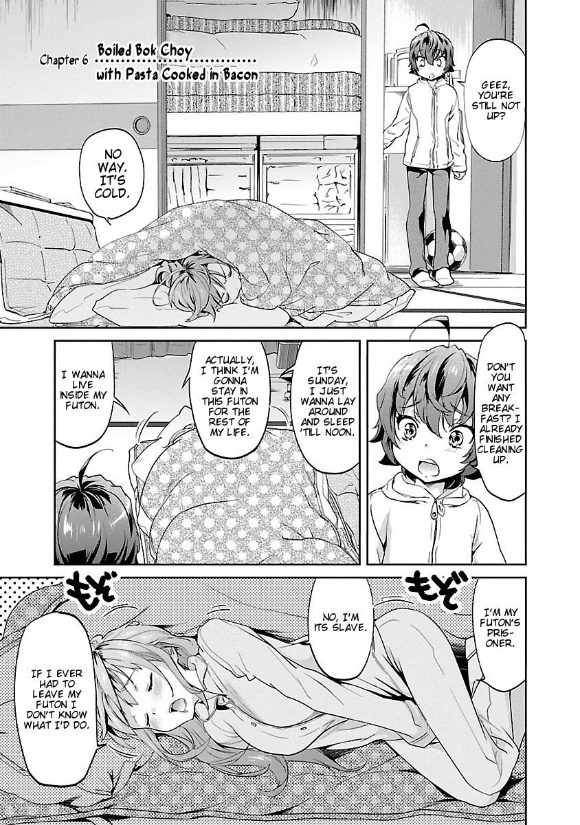Ane no Onaka o Fukuramaseru wa Boku Chapter 6 page 1 - Chapter 6: Boiled Bok Choy with Pasta Cooked in Bacon