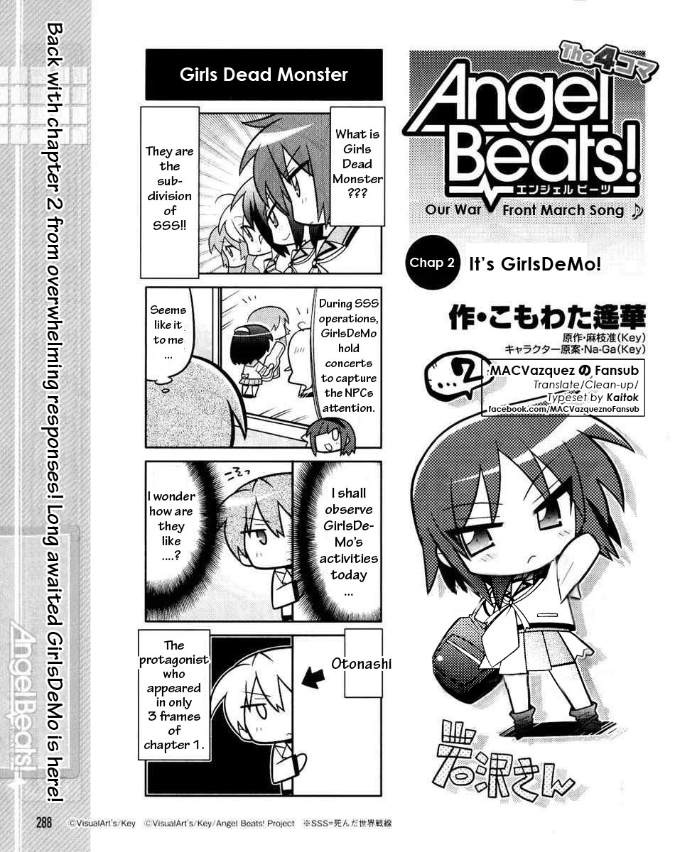 Angel Beats! the 4-Koma - Bokura no Sensen Koushinkyoku Chapter 2 page 1 - Chapter 2: It's GirlsDeMo!