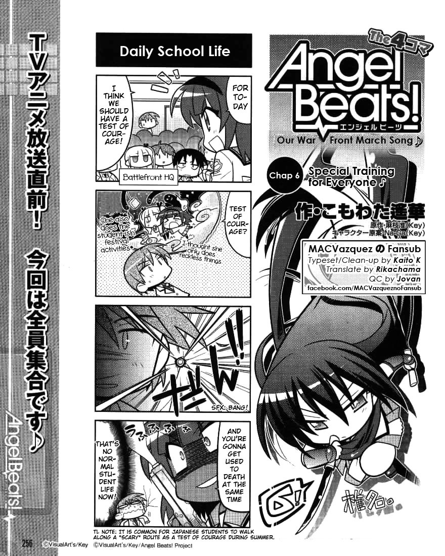 Angel Beats! the 4-Koma - Bokura no Sensen Koushinkyoku Chapter 6 page 1 - Chapter 6: Special Training for Everyone ♪