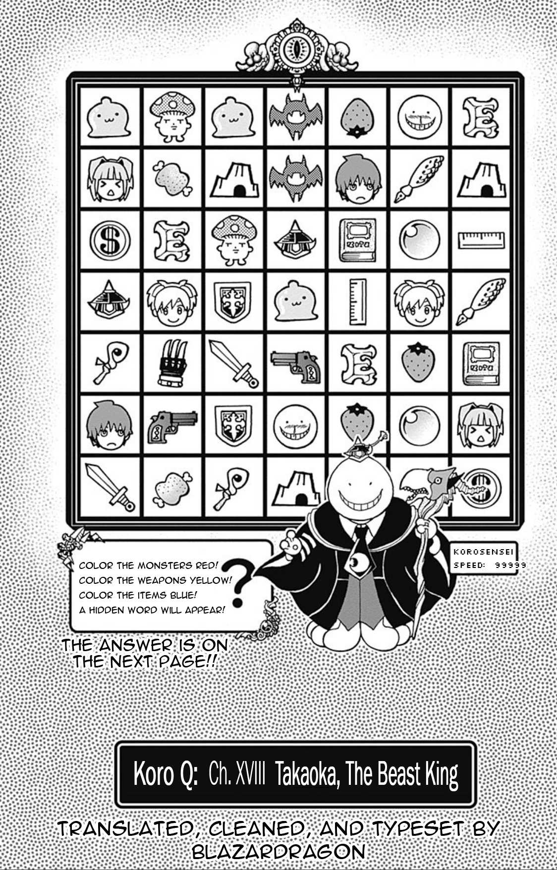 Ansatsu Kyoushitsu Spin-off Koro-sense Q! Chapter 18 page 1 - Chapter 18: Takaoka, The Beast King