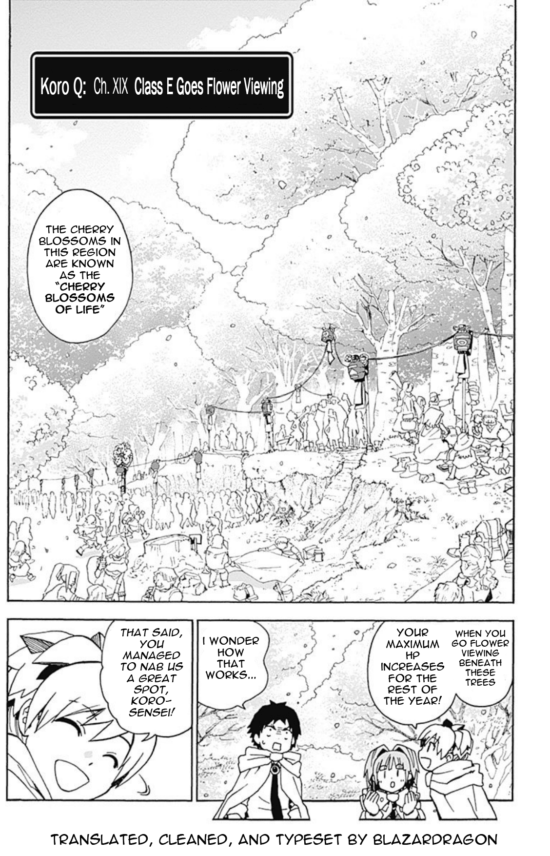 Ansatsu Kyoushitsu Spin-off Koro-sense Q! Chapter 19 page 1 - Chapter 19: Class E Goes Flower Viewing
