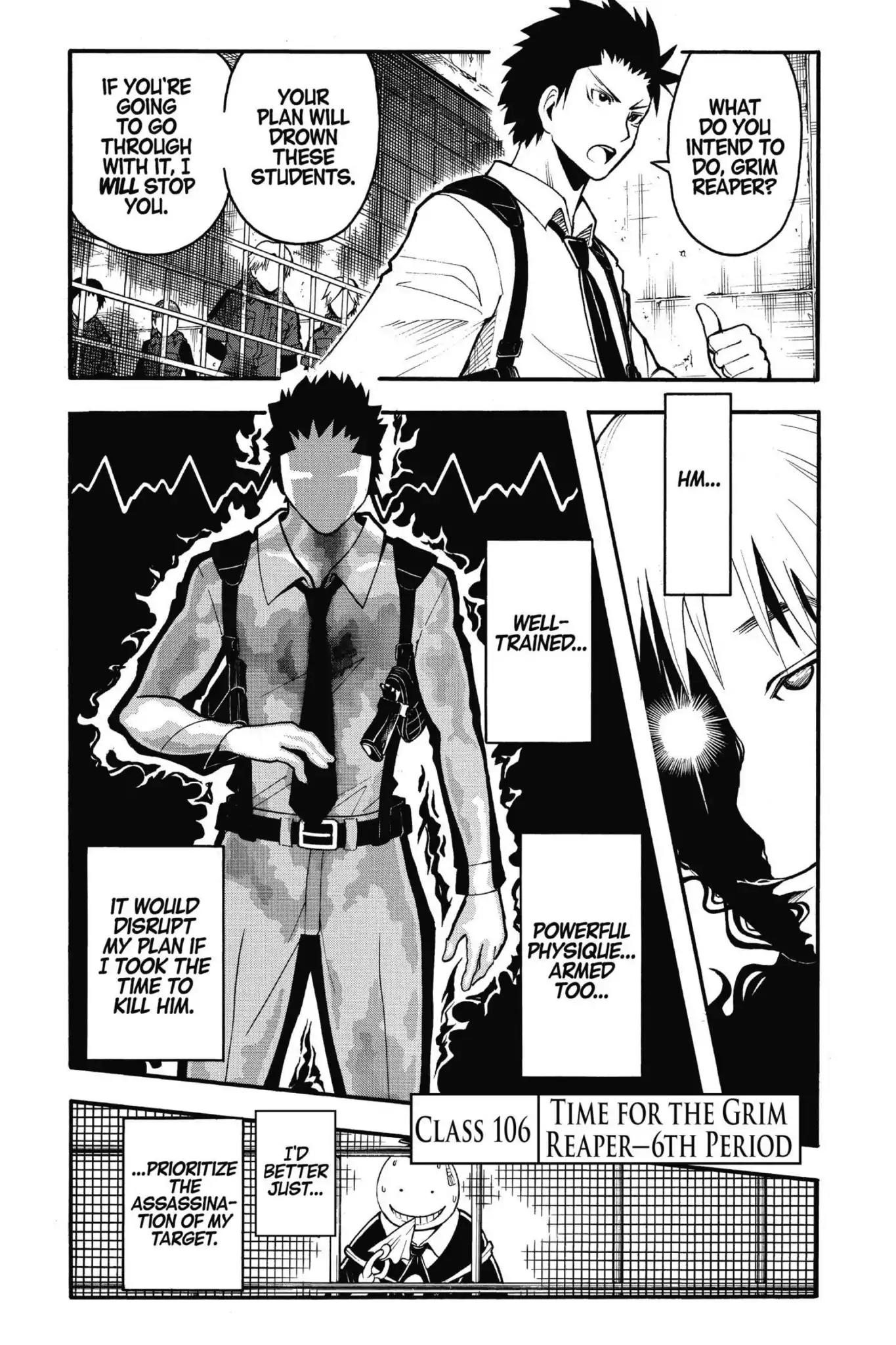 Ansatsu Kyoushitsu Chapter 106 page 1 - Chapter 106: Vol.12 CLASS 106: Time for the Grim Reaper-6th Period