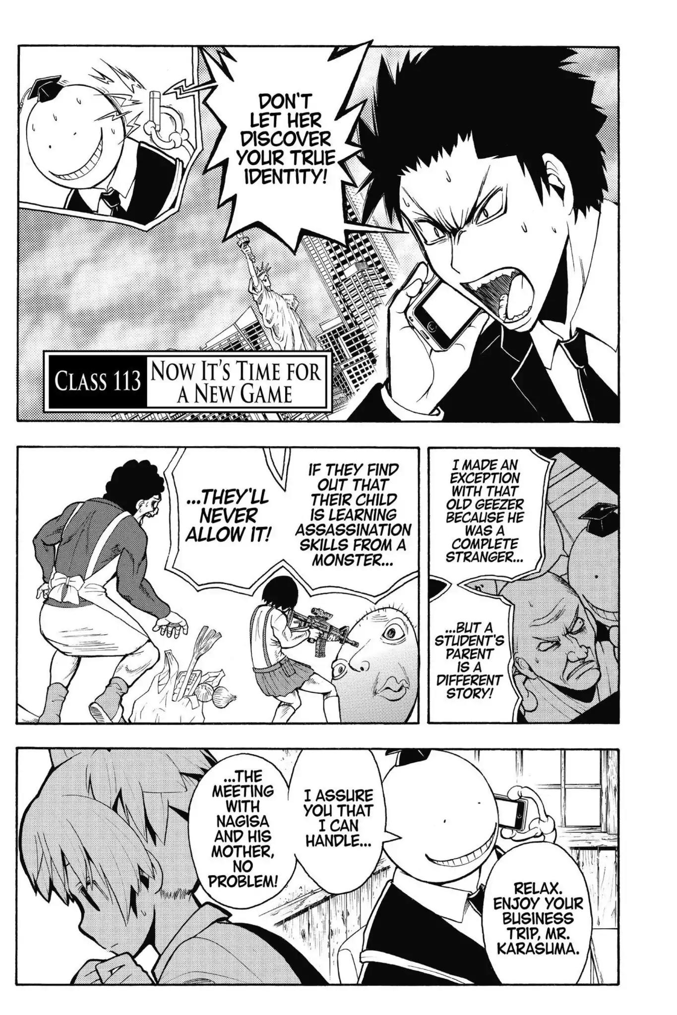 Ansatsu Kyoushitsu Chapter 113 page 1 - Chapter 113: Vol.13 CLASS 113: Now It's Time for a New Game