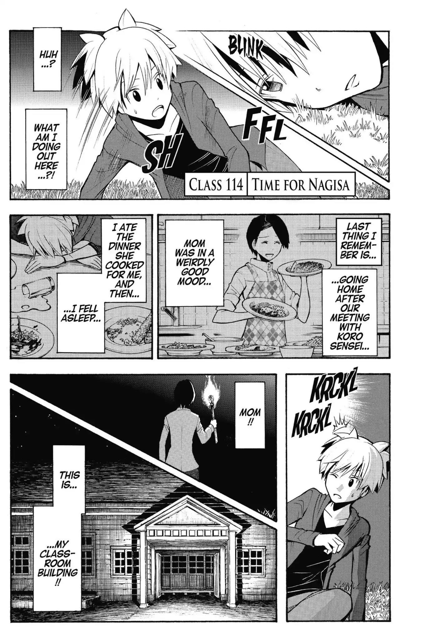 Ansatsu Kyoushitsu Chapter 114 page 1 - Chapter 114: Vol.13 CLASS 114: Time for Nagisa