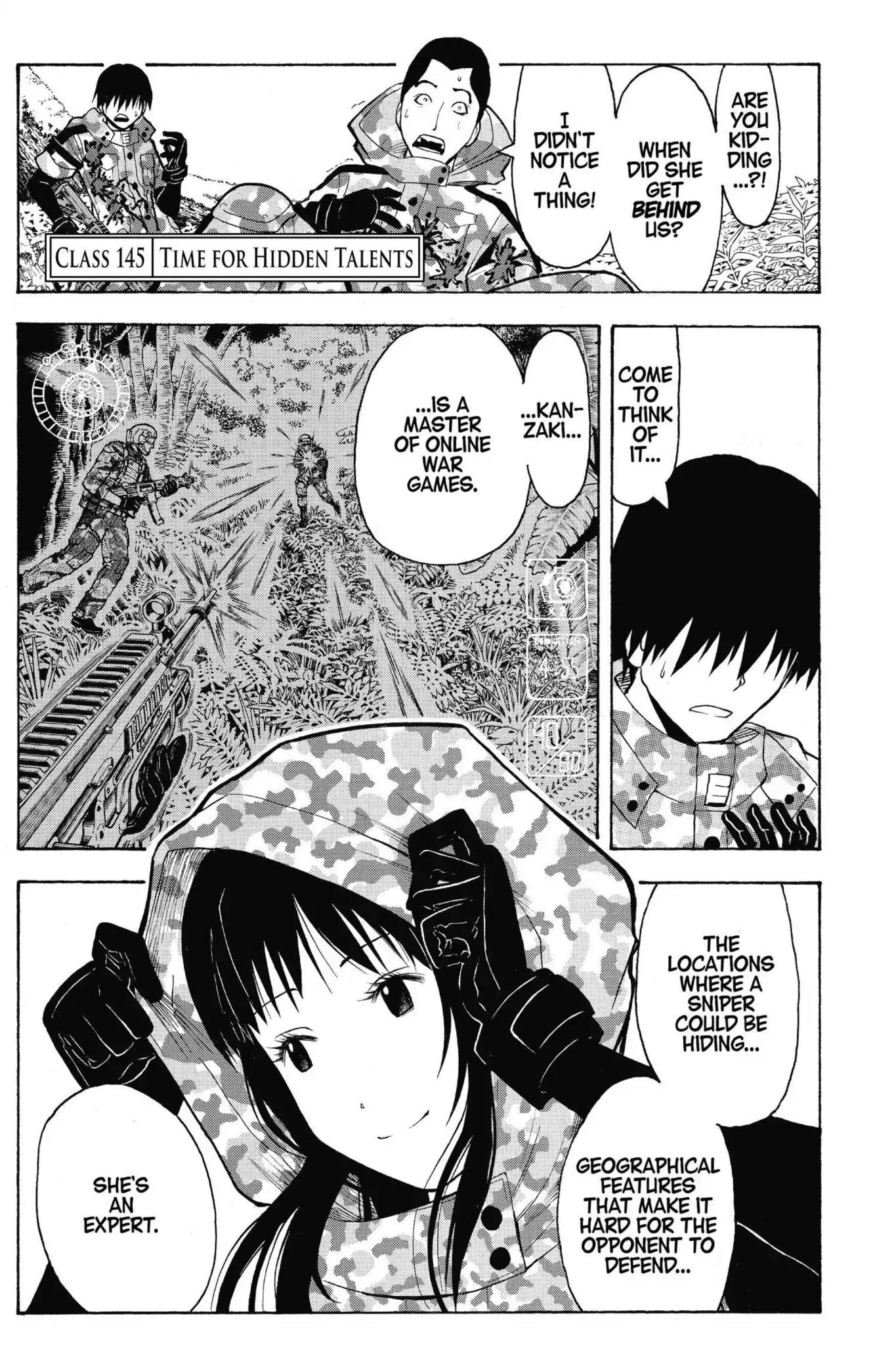 Ansatsu Kyoushitsu Chapter 145 page 1 - Chapter 145: Vol.17 CLASS 145: Time for Hidden Talents