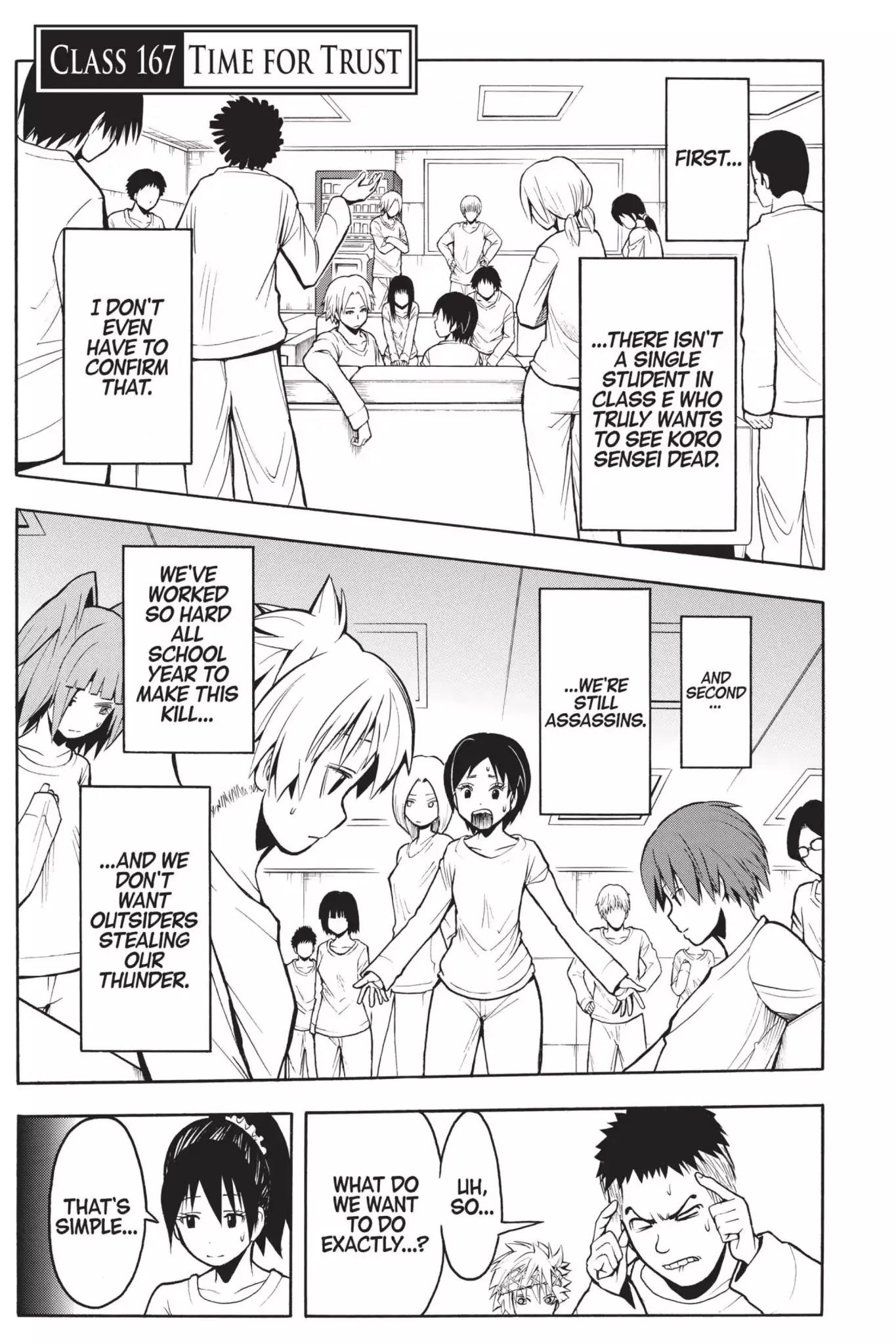Ansatsu Kyoushitsu Chapter 167 page 1 - Chapter 167: Vol.19 CLASS 167: Time for Trust