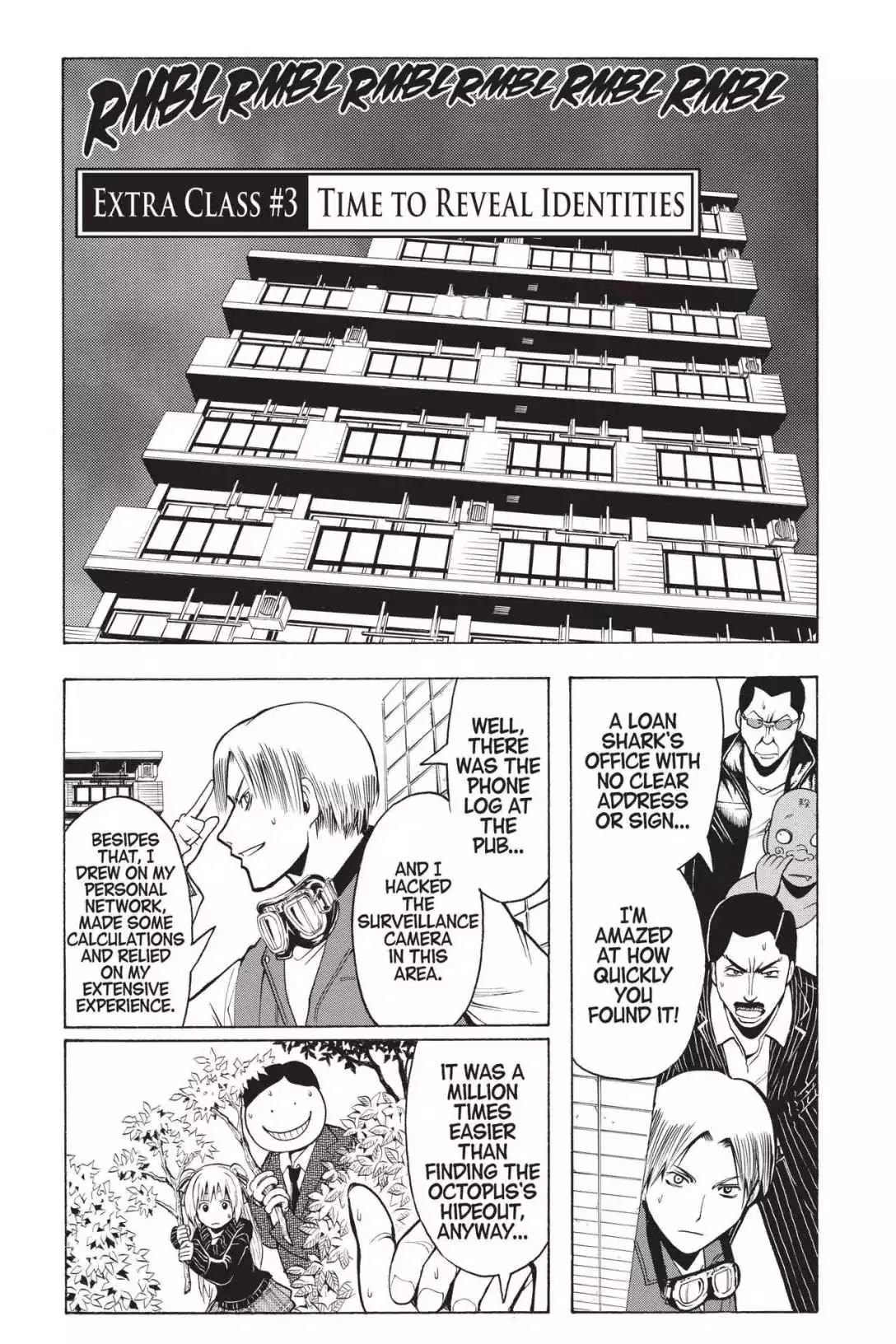 Ansatsu Kyoushitsu Chapter 180.7 page 3 - Vol.21 EXTRA CLASS 3: Time to Reveal Identities