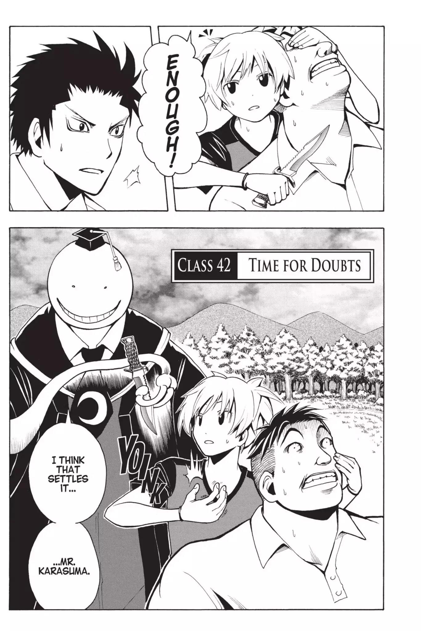 Ansatsu Kyoushitsu Chapter 42 page 1 - Chapter 42: Vol.5 CLASS 42: Time for Doubts