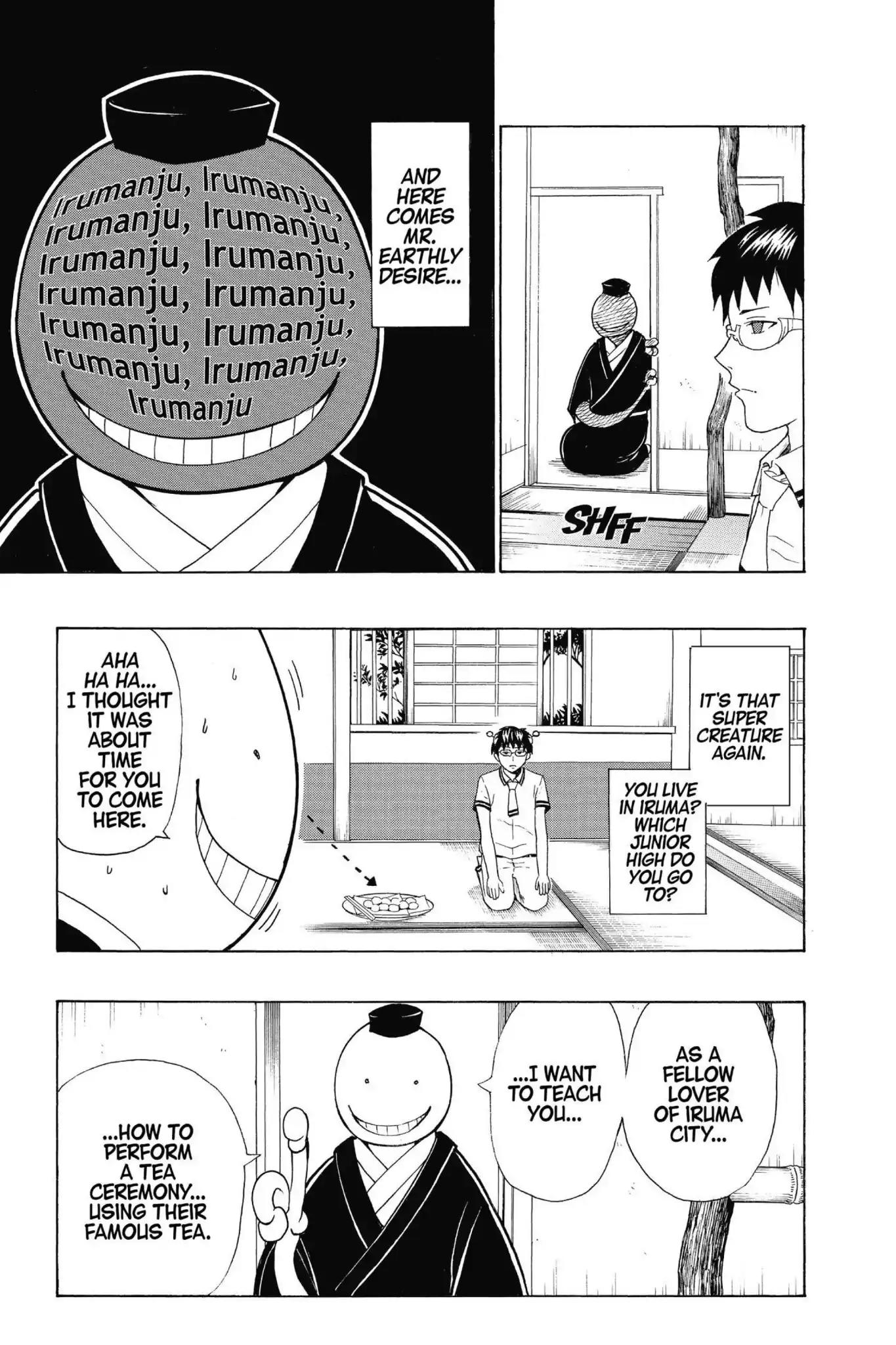 Ansatsu Kyoushitsu Chapter 61.5 page 2 - Vol.7 SPECIAL FEATURE: Special feature II: Koro Sensen vs Kusuo Saiki, Iruma Battle II
