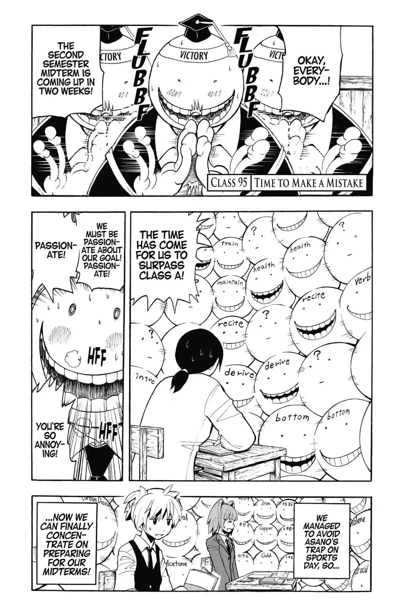 Ansatsu Kyoushitsu Chapter 95 page 1 - Chapter 95: Vol.11 CLASS 95: Time to Make a Mistake