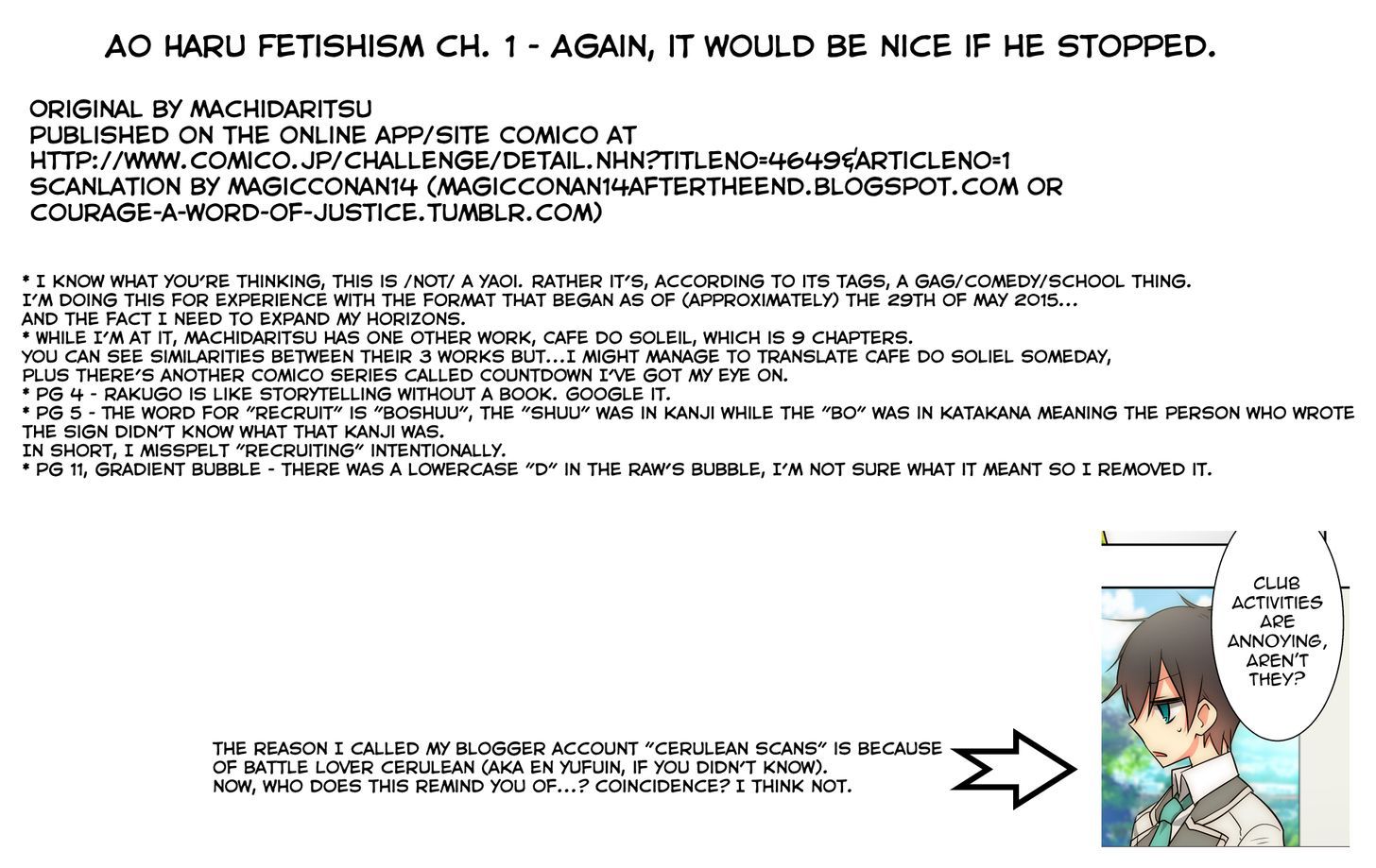 Ao Haru Fetishism Chapter 1 page 1 - Chapter 1