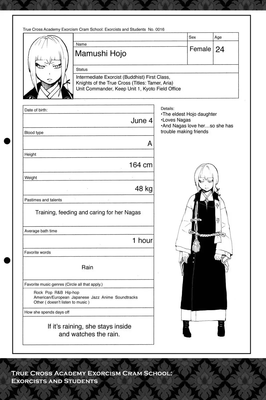 Ao no Exorcist Chapter 19.5 page 5 - Vol.5 Chapter Bonus: Character Case Files & Illustrated Guide to Satan