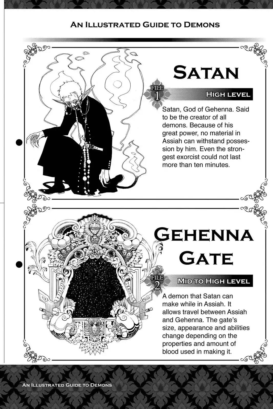 Ao no Exorcist Chapter 3.5 page 7 - Vol.1 Chapter Bonus: Character Case Files, Illustrated Guide to Satan & Initial Setting Images