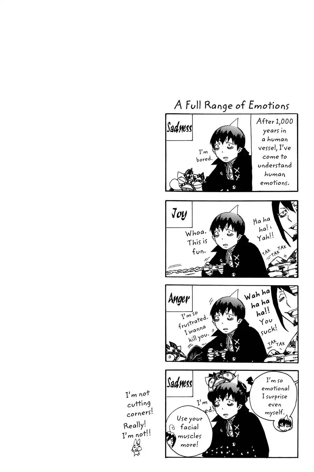 Ao no Exorcist Chapter 41.6 page 28 - Vol.10 Chapter Bonus: Assistant's Short Stories, Blue Questorcist Q&A & Fan Art Corner