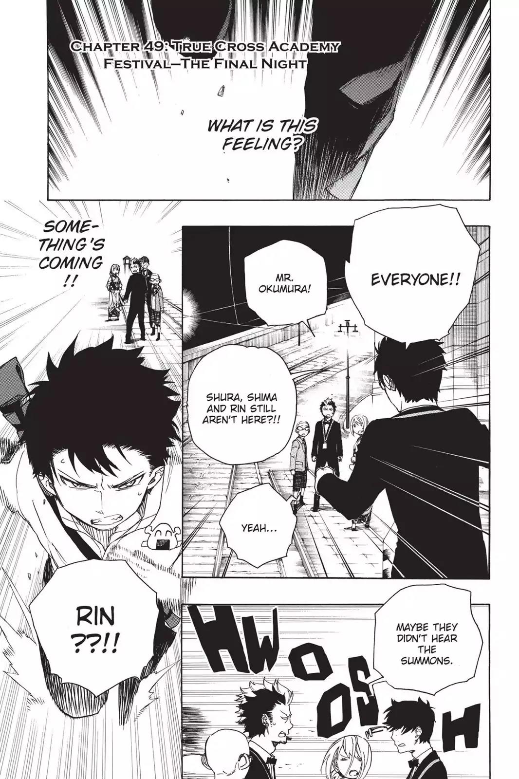 Ao no Exorcist Chapter 49 page 1 - Chapter 49: True Cross Academy Festival—The Final Night