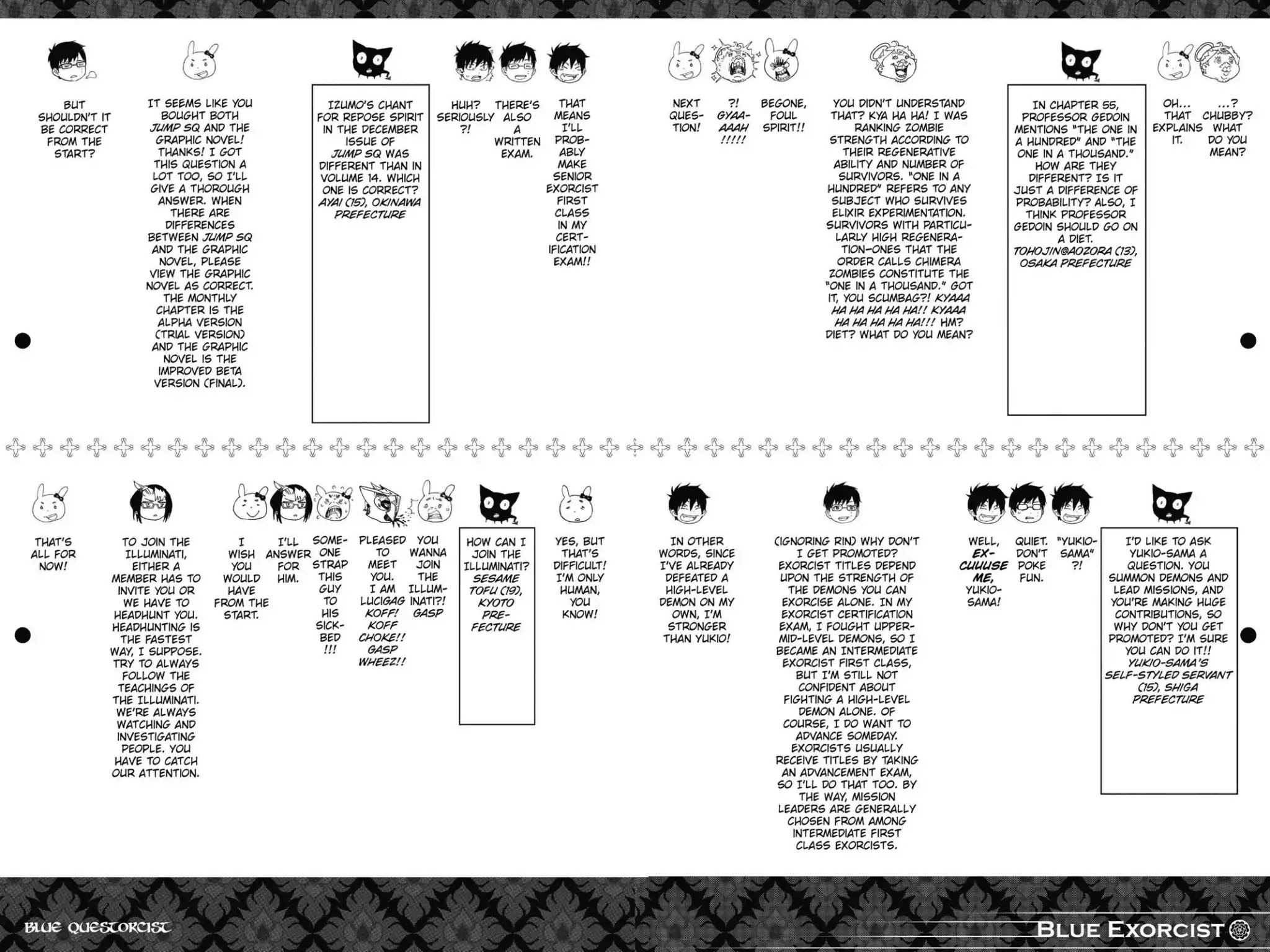Ao no Exorcist Chapter 67.5 page 3 - Vol.15 Chapter Bonus: Blue Questorcist