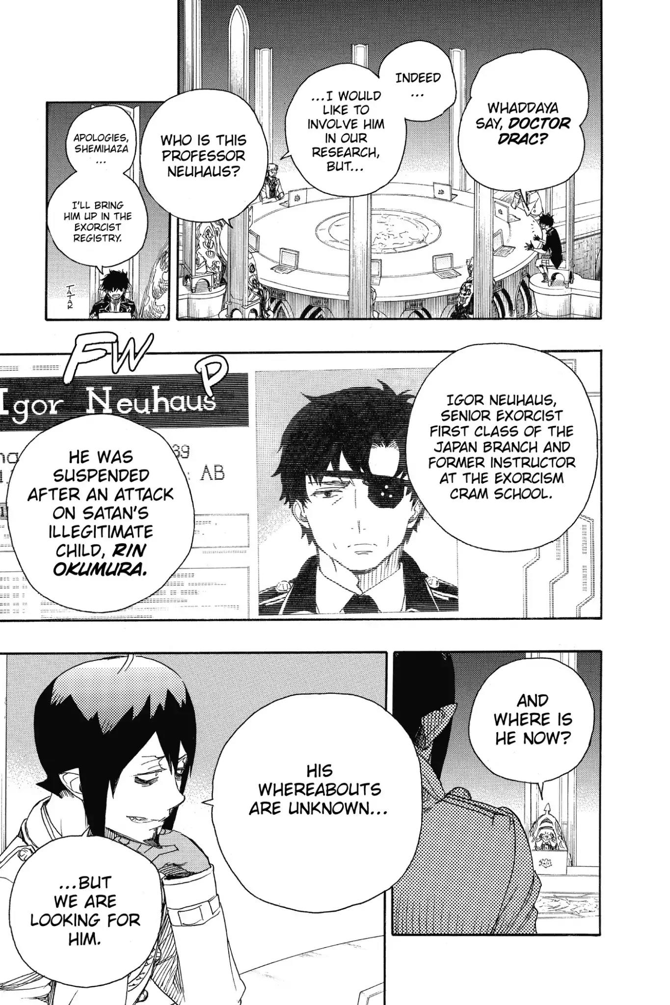 Ao no Exorcist Chapter 69 page 11 - Chapter 69: A High-Level Conference