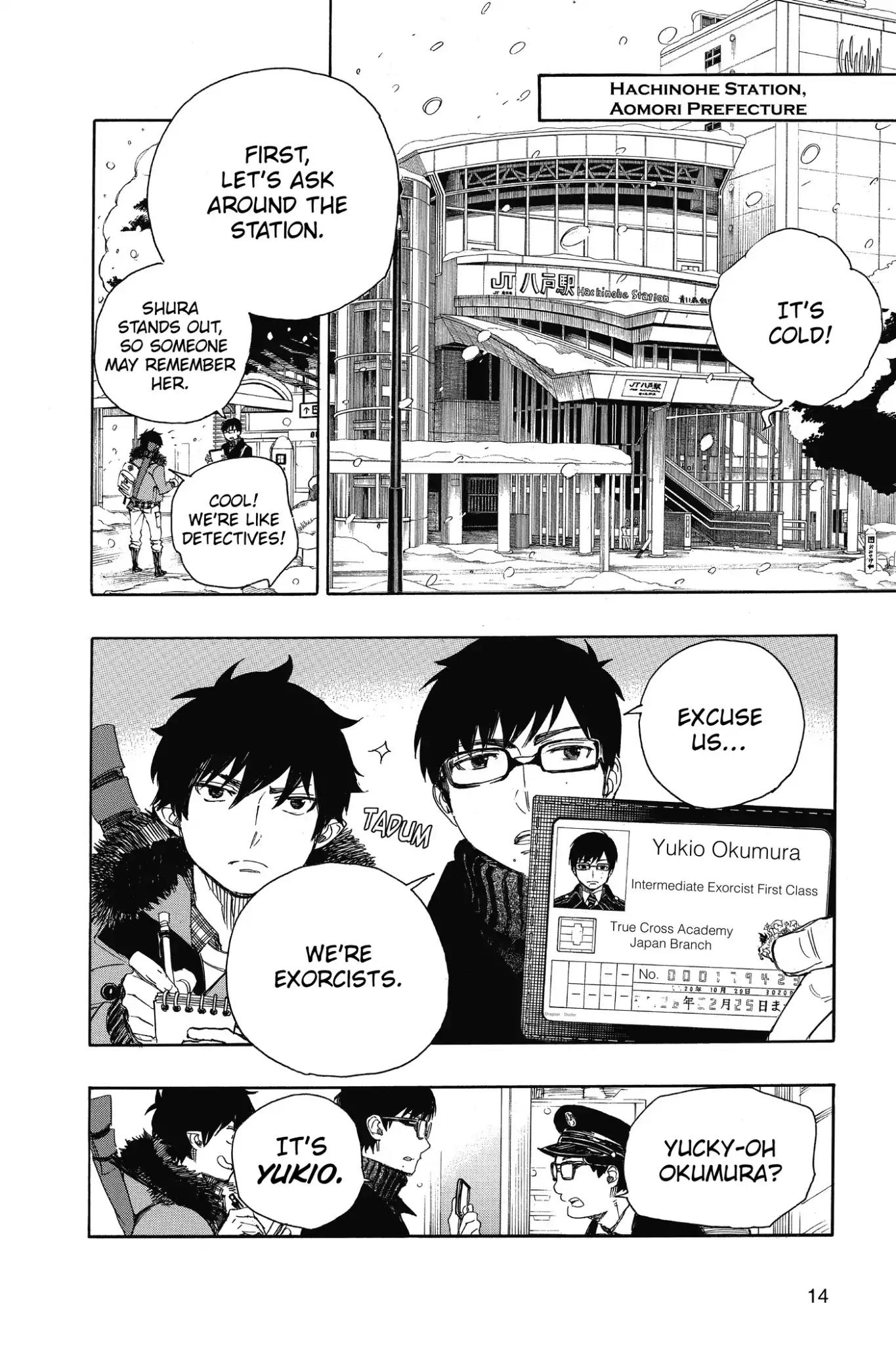 Ao no Exorcist Chapter 74 page 15 - Chapter 74: Hachinohe Station in the Snow
