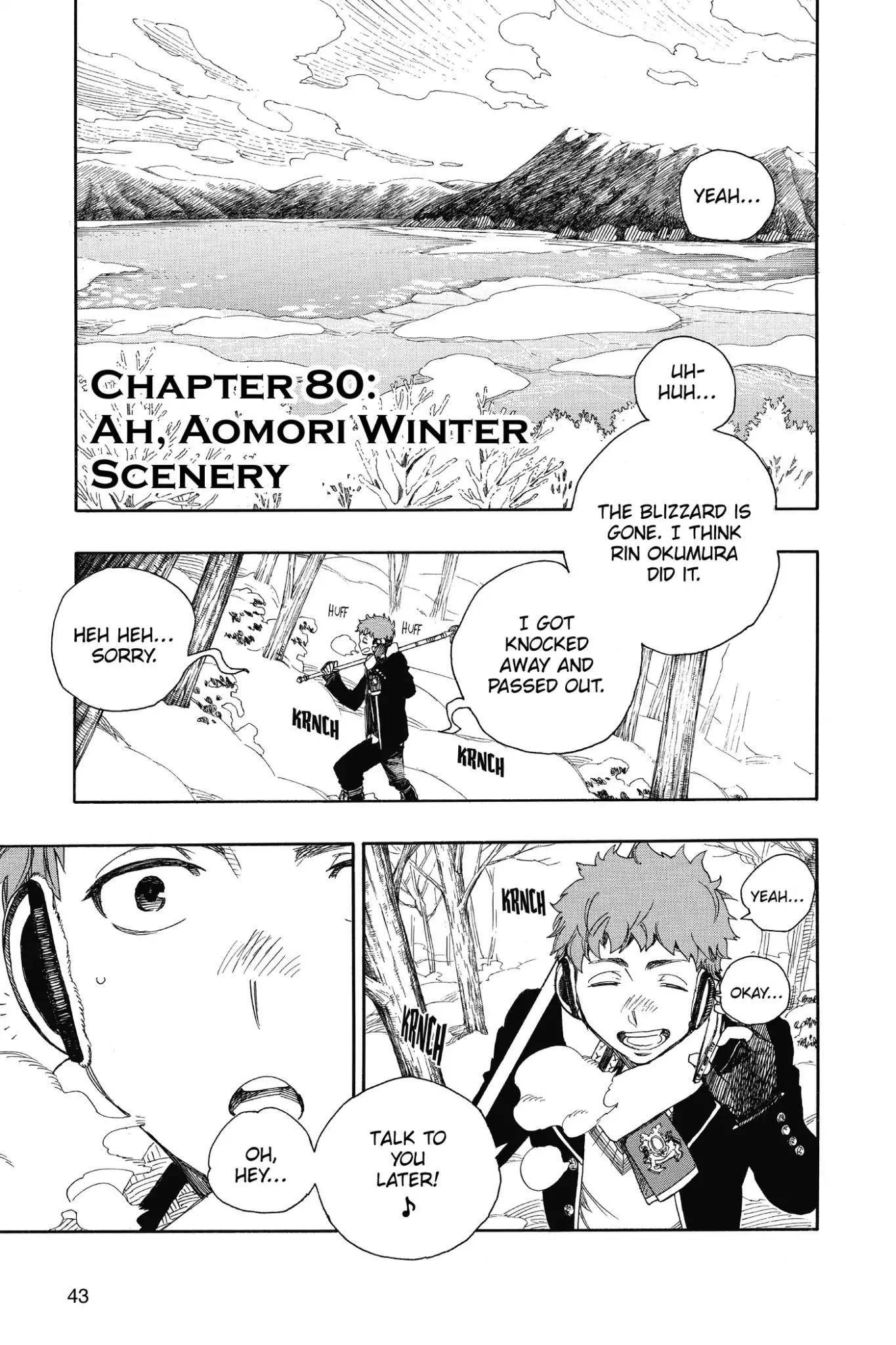 Ao no Exorcist Chapter 80 page 1 - Chapter 80: Ah, Aomori Winter Scenery