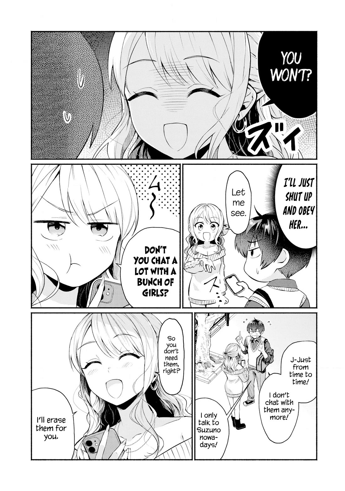 Apparently, My Childhood Friend’s Older Sister, Who is Called a Gal Nowadays, is a Yandere Who Pathologically Loves Me Chapter 2 page 4 - Chapter 2: I also erased that girl's contact info