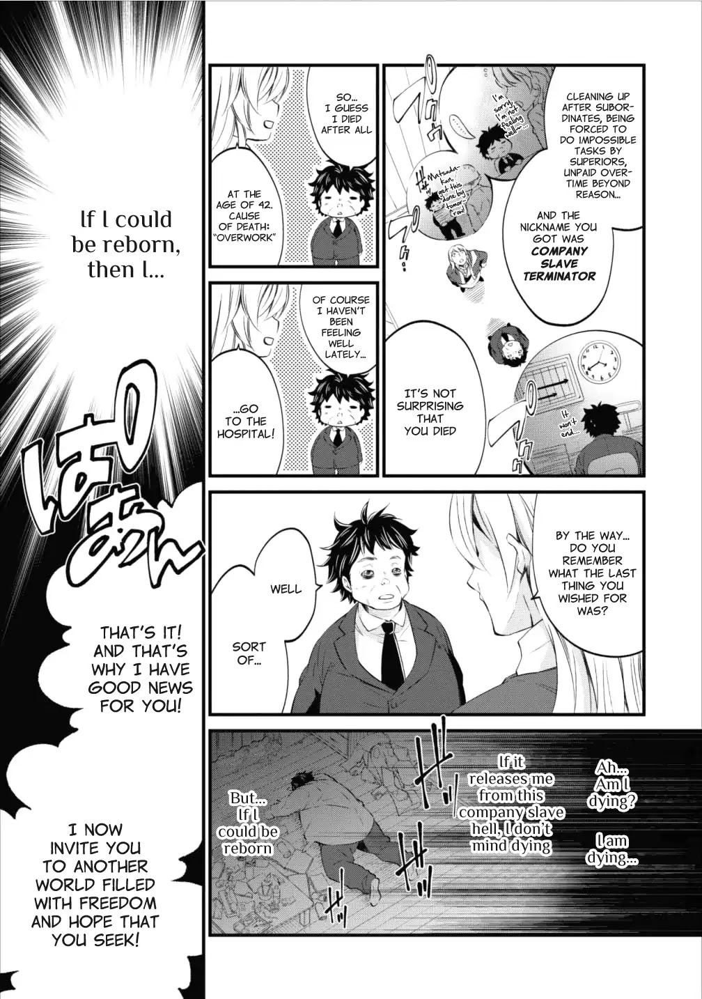 Around 40 "Shachiku" is Golem Master Chapter 1 page 4 - Chapter 1: And the Company Slave is Reincarnated