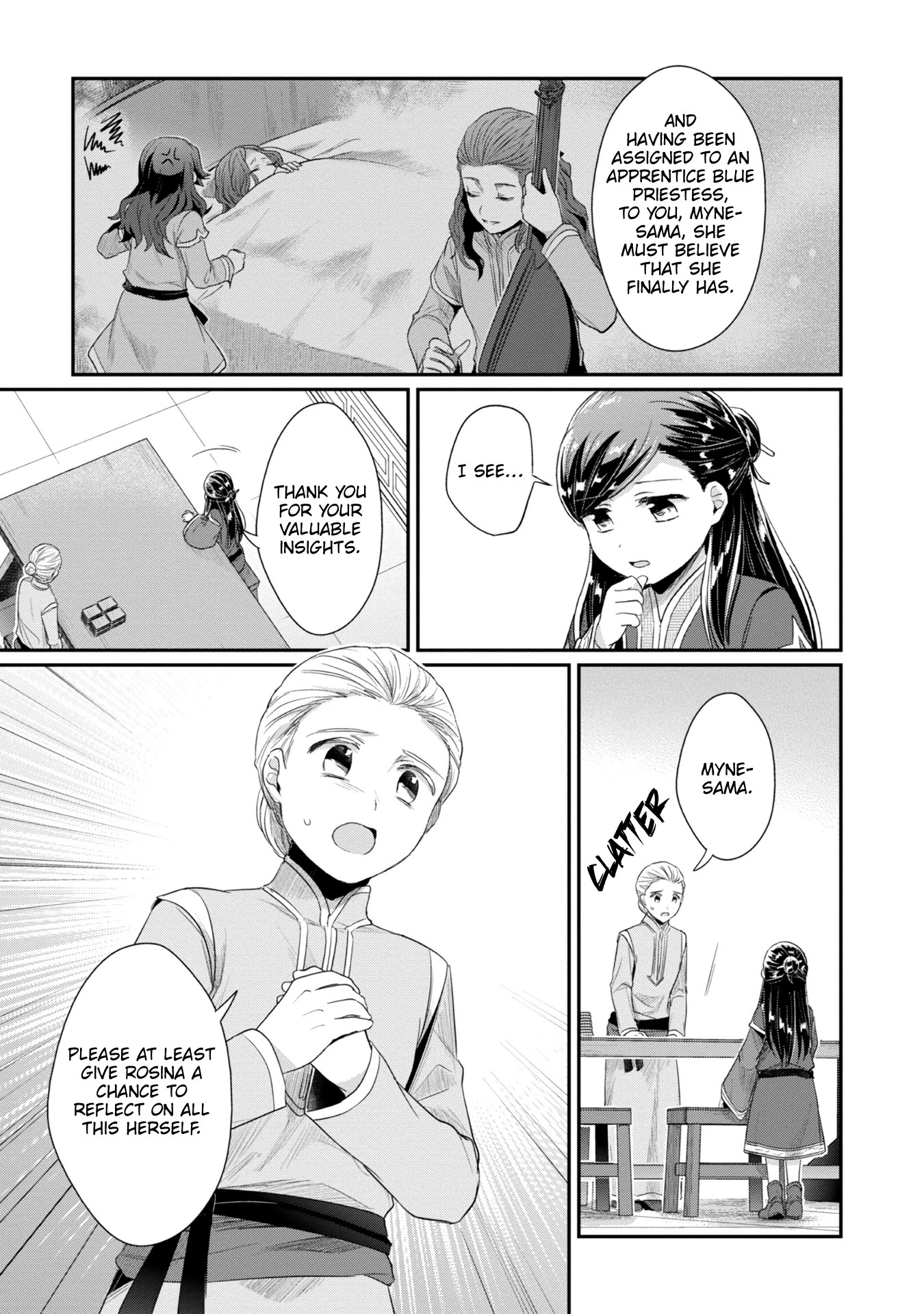Ascendance of a Bookworm ~I'll Do Anything to Become a Librarian~ Part 2 「I'll Become a Shrine Maiden for Books!」 Chapter 22 page 12 - Chapter 22: An Apprentice Blue Priestess' Attendants