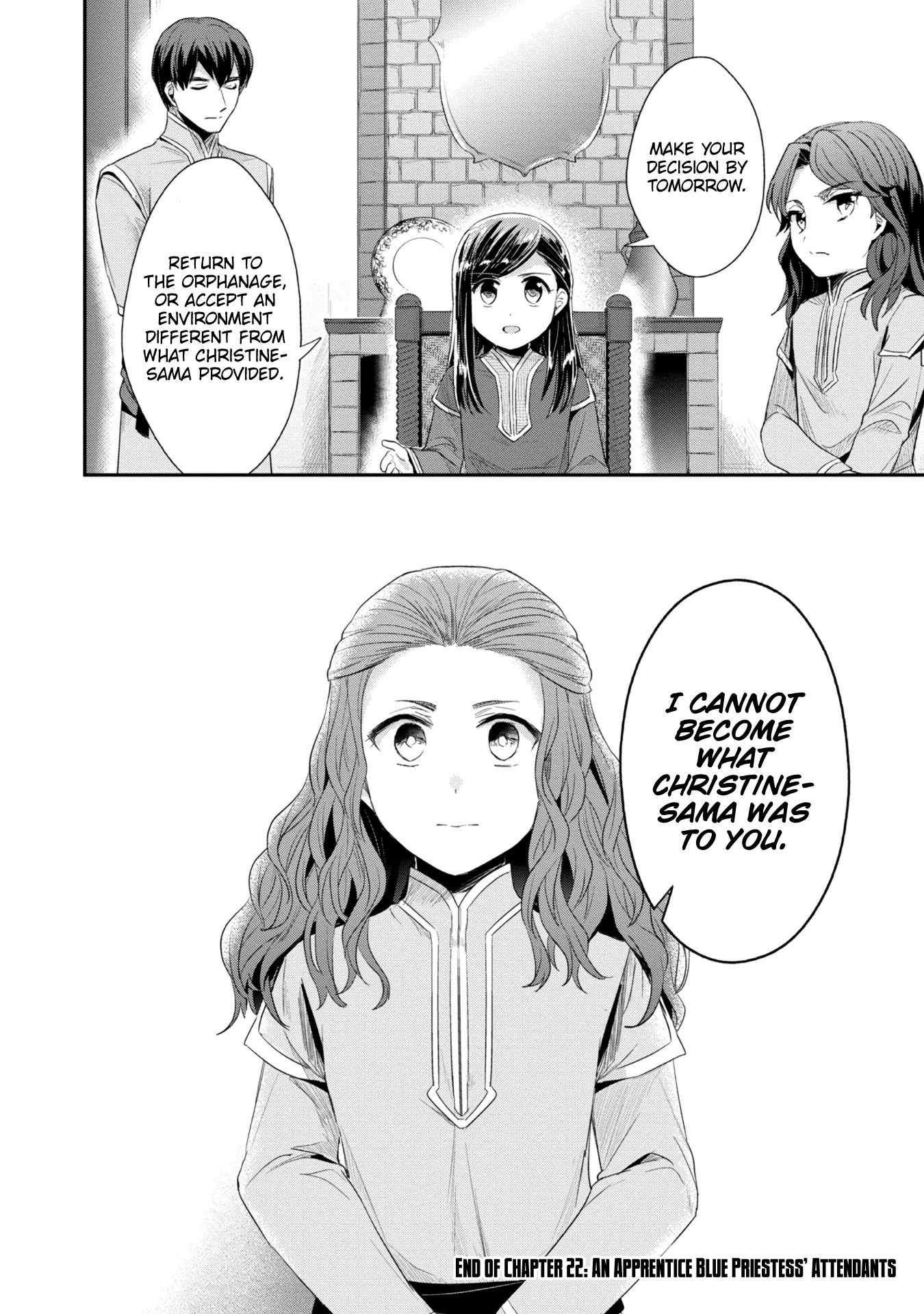Ascendance of a Bookworm ~I'll Do Anything to Become a Librarian~ Part 2 「I'll Become a Shrine Maiden for Books!」 Chapter 22 page 19 - Chapter 22: An Apprentice Blue Priestess' Attendants