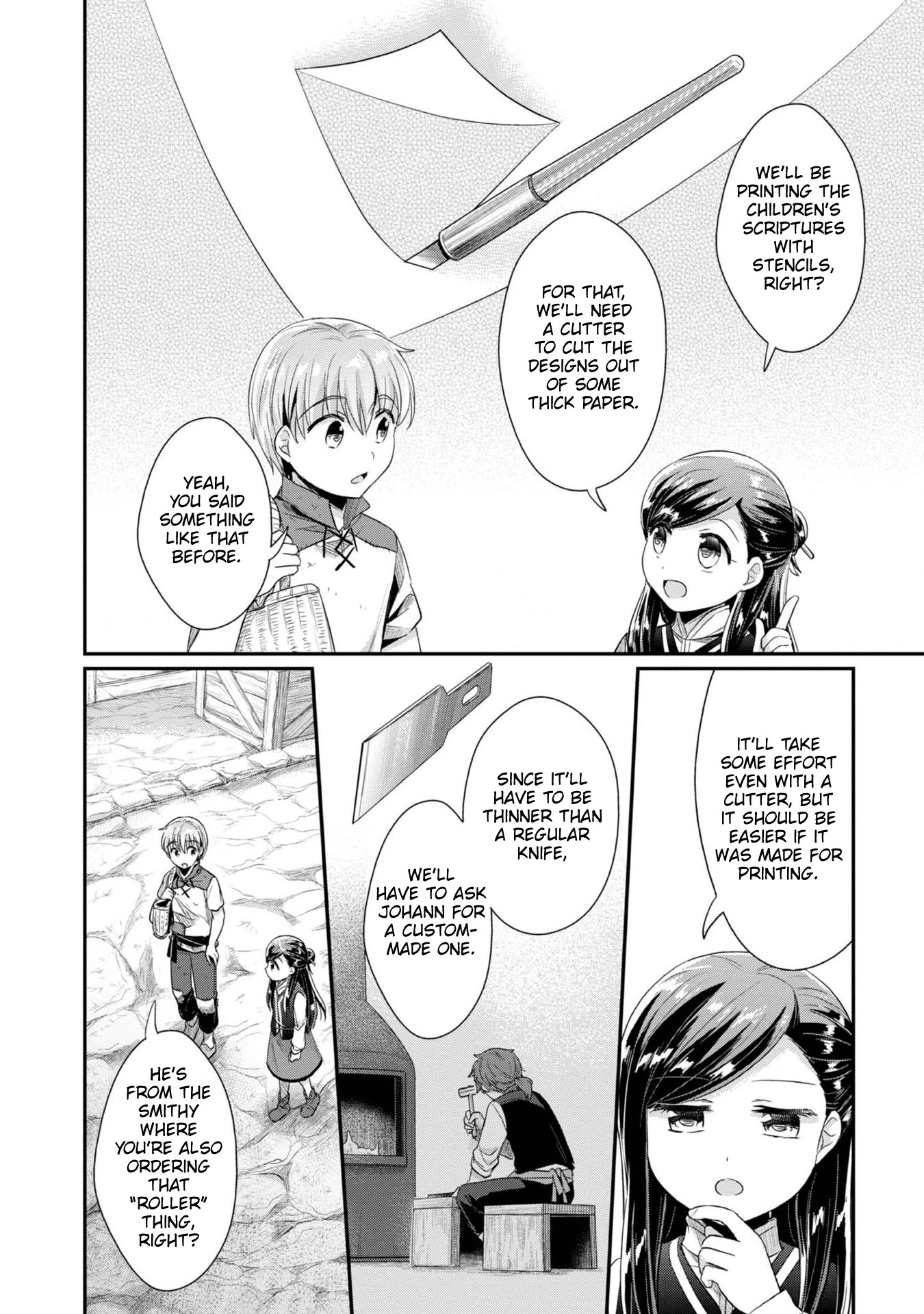 Ascendance of a Bookworm ~I'll Do Anything to Become a Librarian~ Part 2 「I'll Become a Shrine Maiden for Books!」 Chapter 27 page 3 - Chapter 27: Stencil Preparations