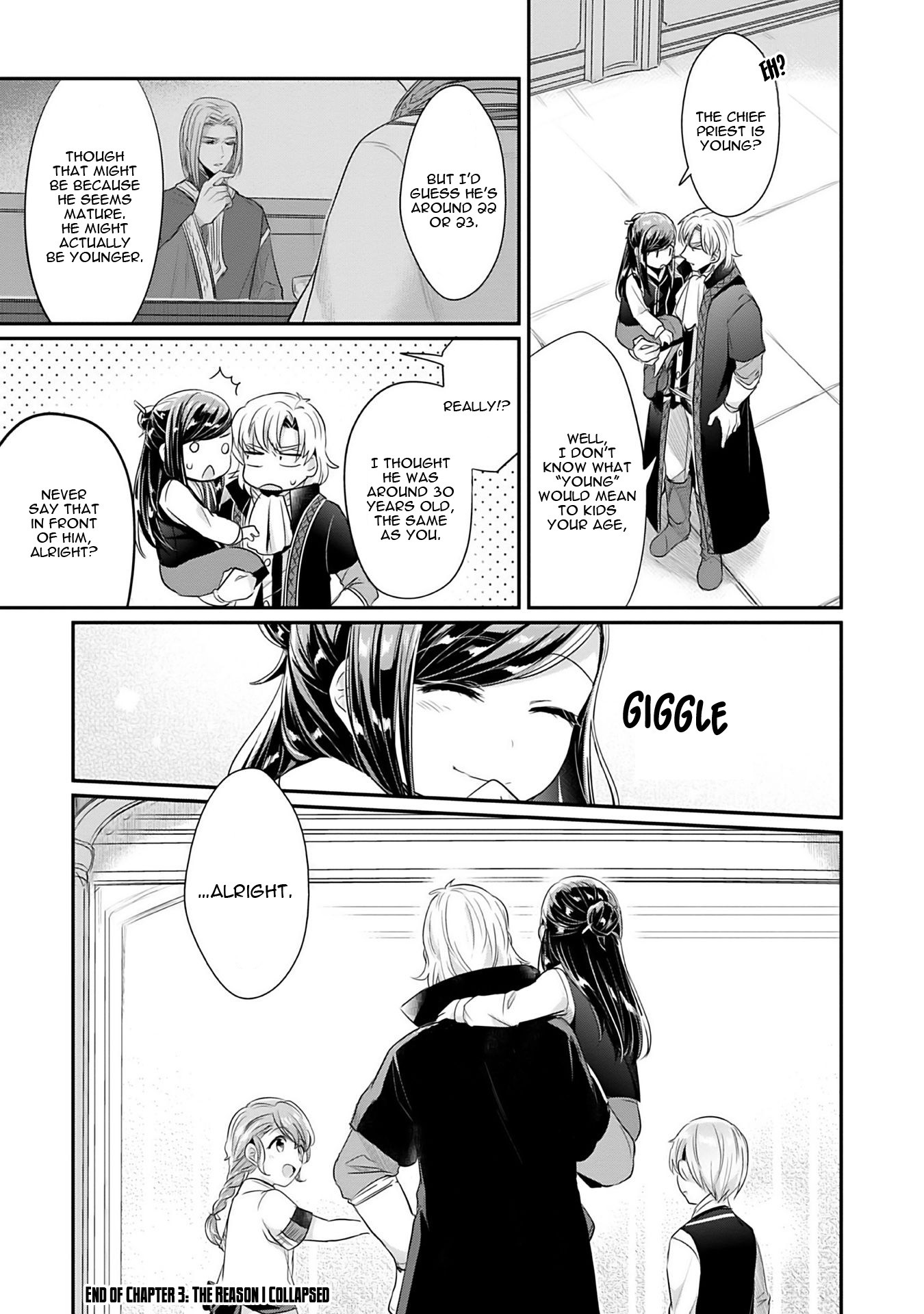 Ascendance of a Bookworm ~I'll Do Anything to Become a Librarian~ Part 2 「I'll Become a Shrine Maiden for Books!」 Chapter 3 page 35 - Chapter 3: The Reason I Collapsed