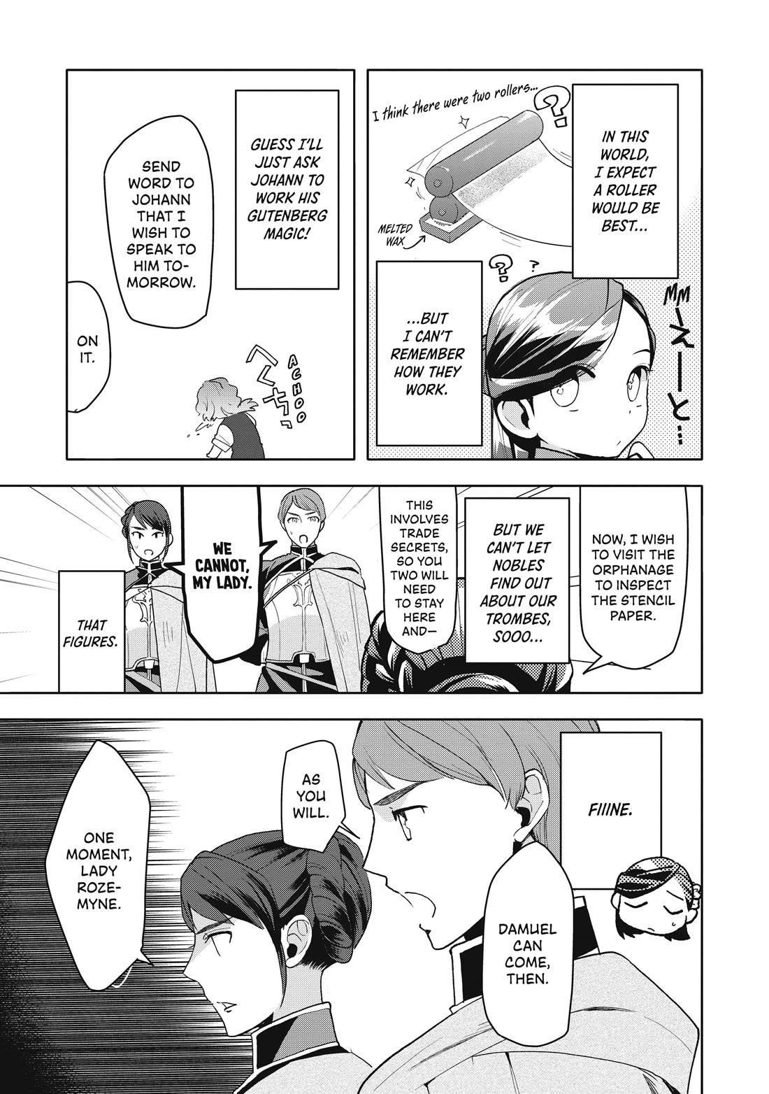 Ascendance of a Bookworm ~I'll do anything to become a librarian~ Part 3 「Let's Spread the Book to the Territory!」 Chapter 13 page 21 - Chapter 13: The Path to Wax Stencils