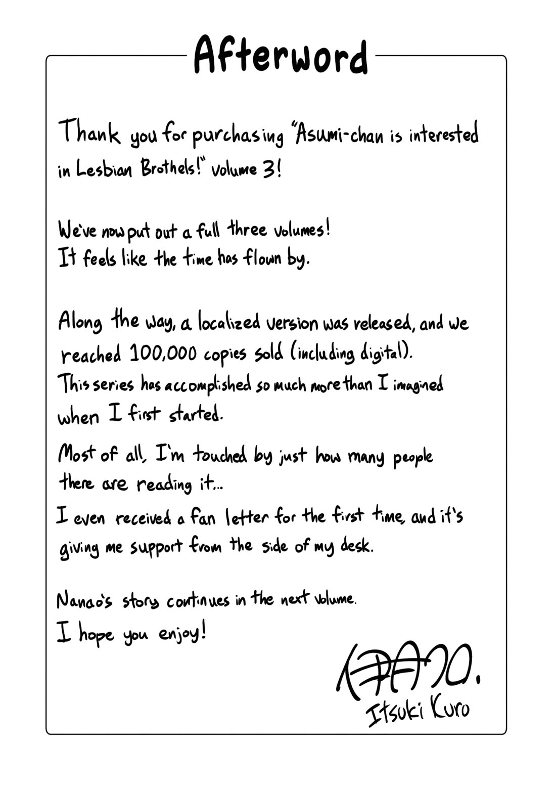 Asumi-chan is interested in Lesbian Brothels! Chapter 13.5 page 11 - Chapter 13.5: Volume 3 Extras