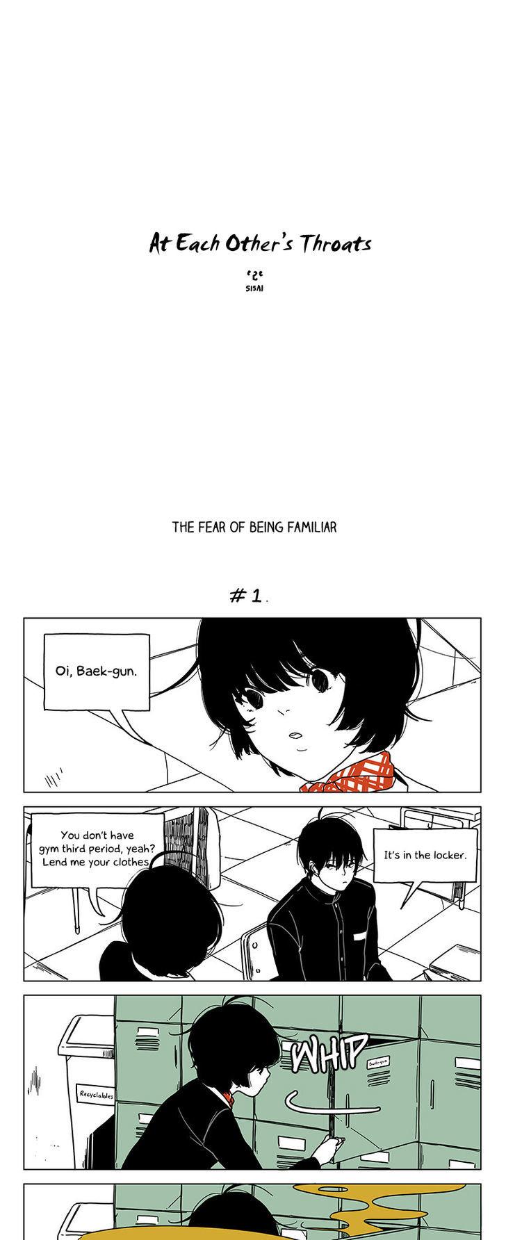 At Each Other's Throats Chapter 3 page 1 - Chapter 3 : The Fear of Being Familiar