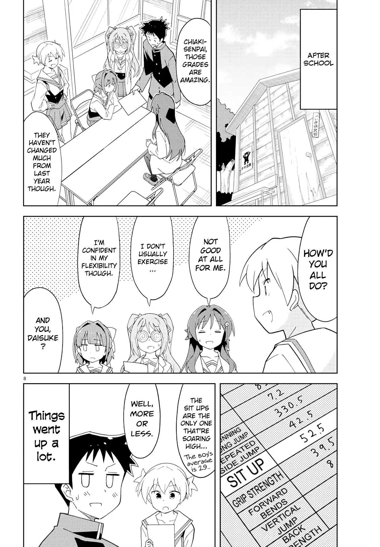Atsumare! Fushigi Kenkyu-bu Chapter 131 page 8 - Chapter 131: The Mystery of Sit Ups