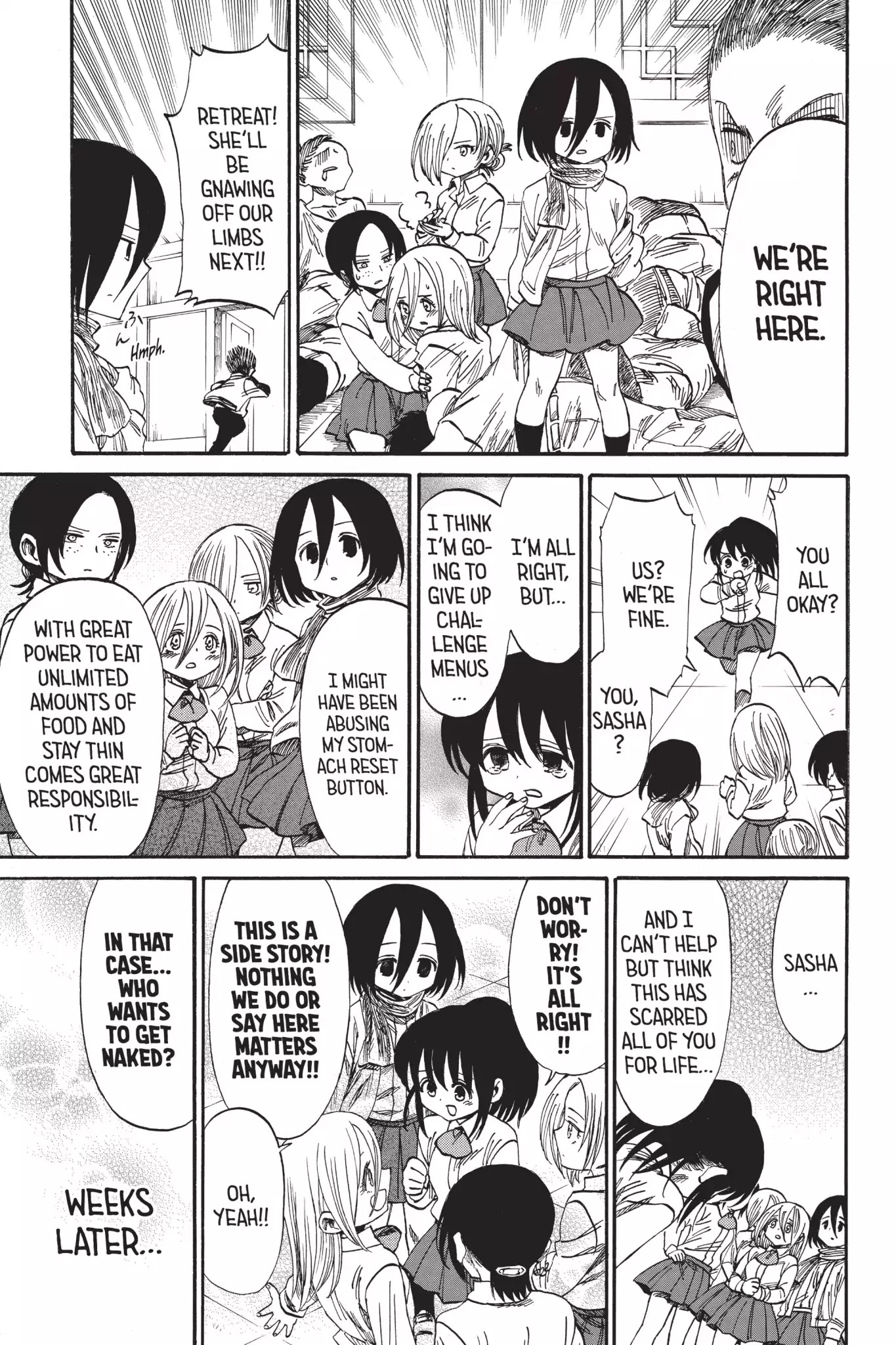 Attack on Titan: Junior High Chapter 32.6 page 15 - Chapter 32.6: Field Trip 2: Food Right! Sasha