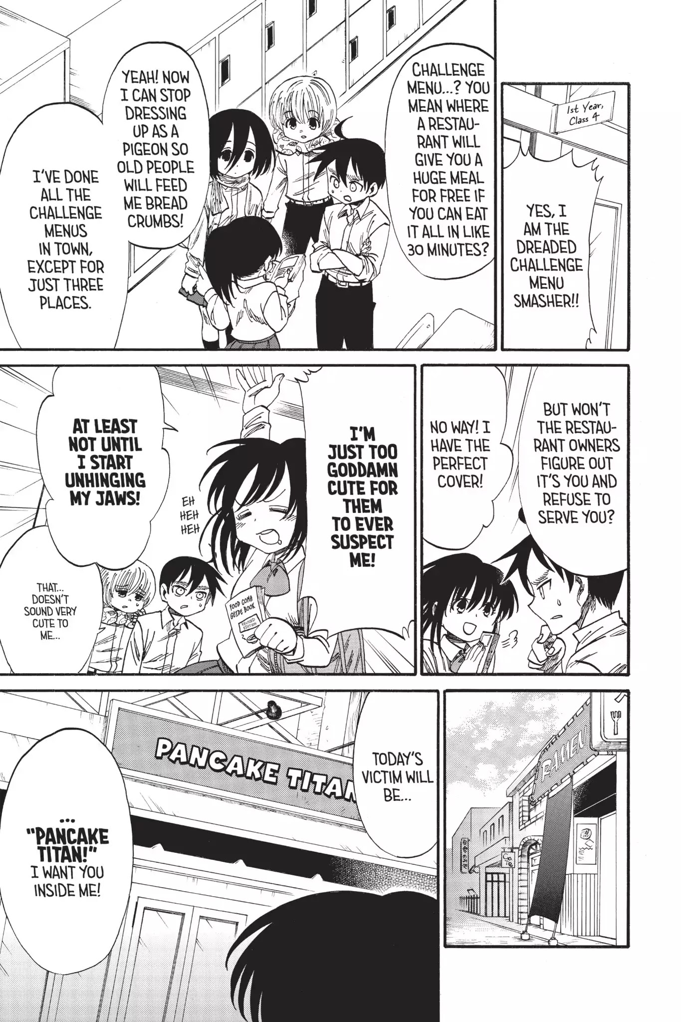 Attack on Titan: Junior High Chapter 32.6 page 3 - Chapter 32.6: Field Trip 2: Food Right! Sasha