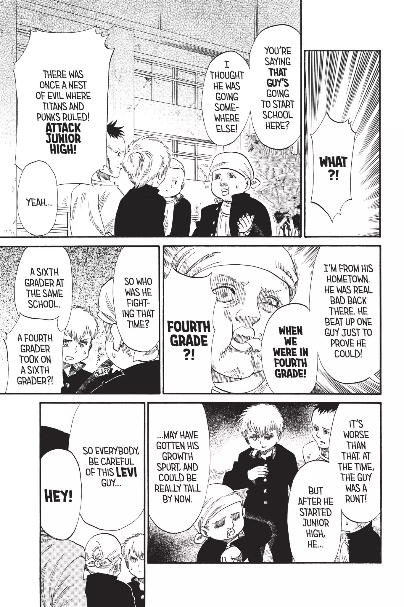 Attack on Titan: Junior High Chapter 43.5 page 1 - Chapter 43.5: Field Trip 3: Be-bop Junior High (Battle Of The Four Kings Of Heaven Edition)