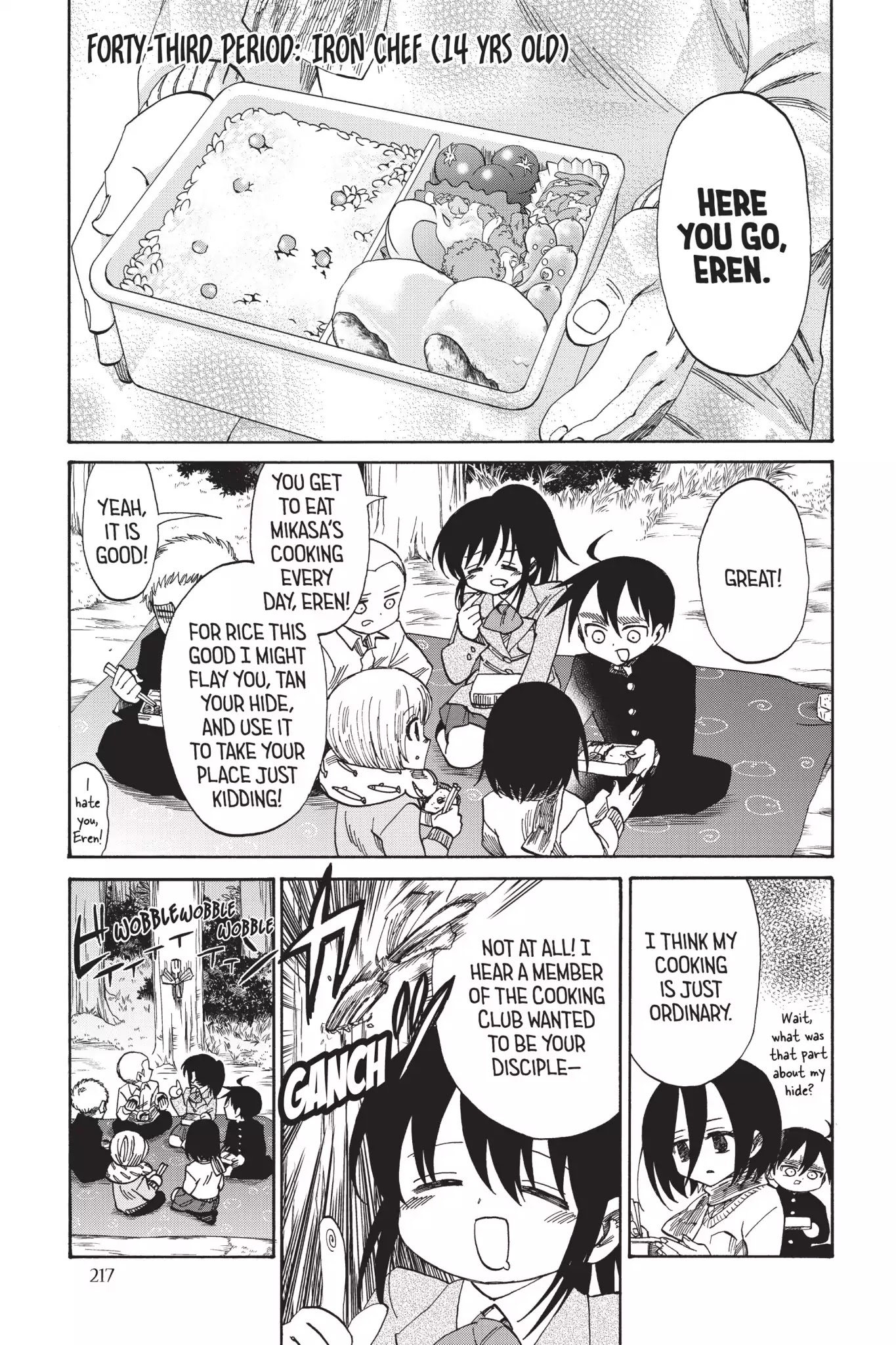 Attack on Titan: Junior High Chapter 43 page 1 - Chapter 43: Vol.3 43rd Period: Iron Chef (14 Yrs Old)
