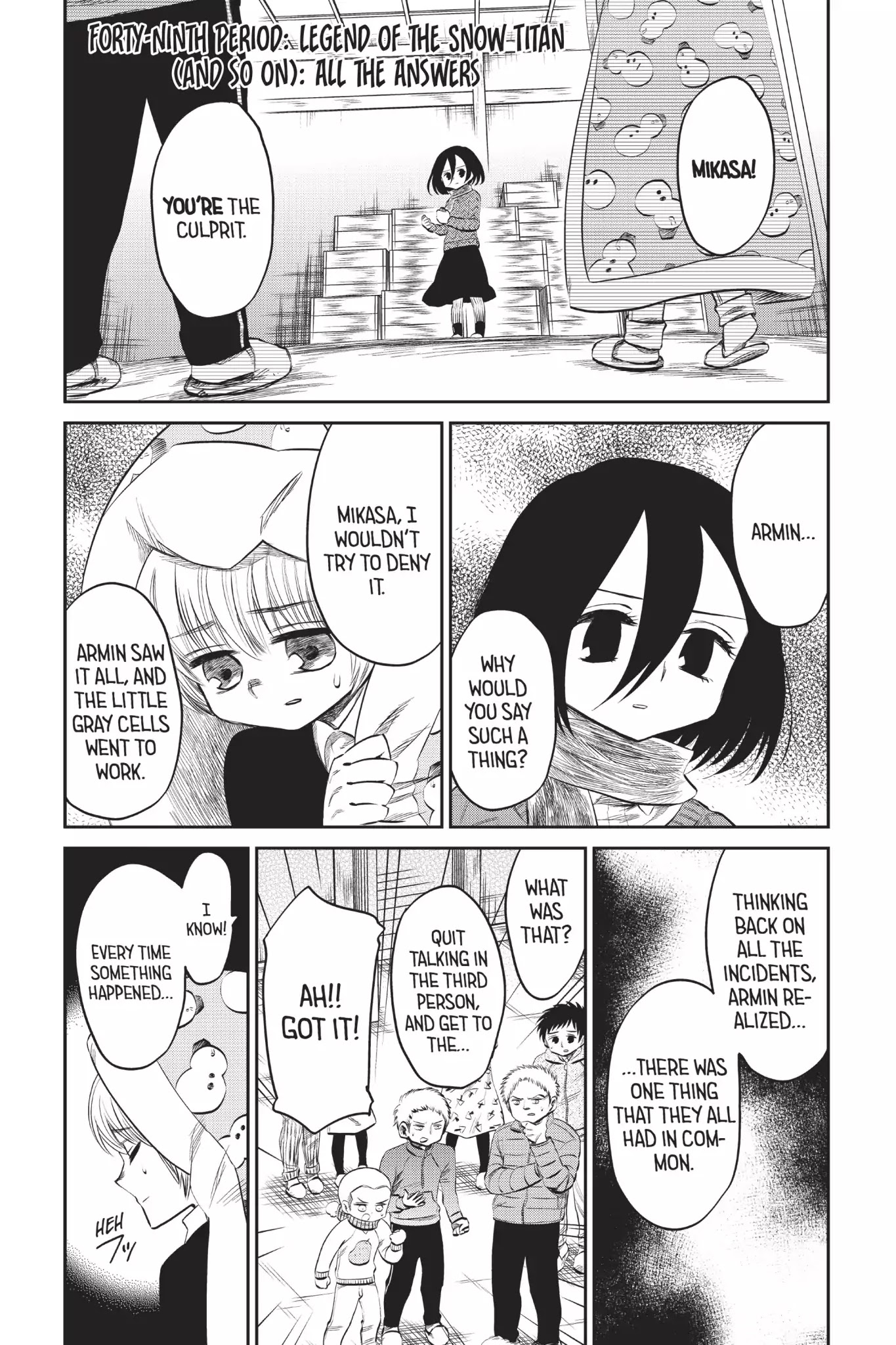 Attack on Titan: Junior High Chapter 49 page 1 - Chapter 49: Vol.4 49th Period: Legend Of The Snow Titan (And So On): All The Answers