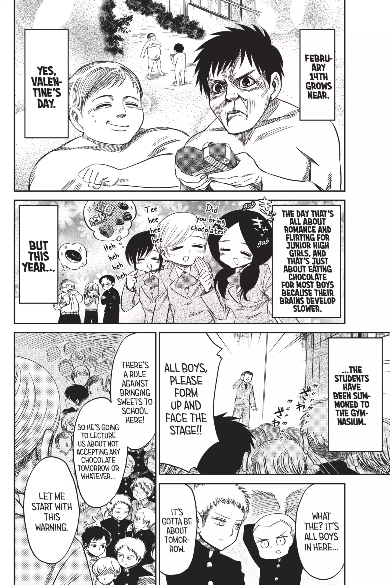 Attack on Titan: Junior High Chapter 53 page 1 - Chapter 53: Vol.4 53th Period: Valentine's Day Is War