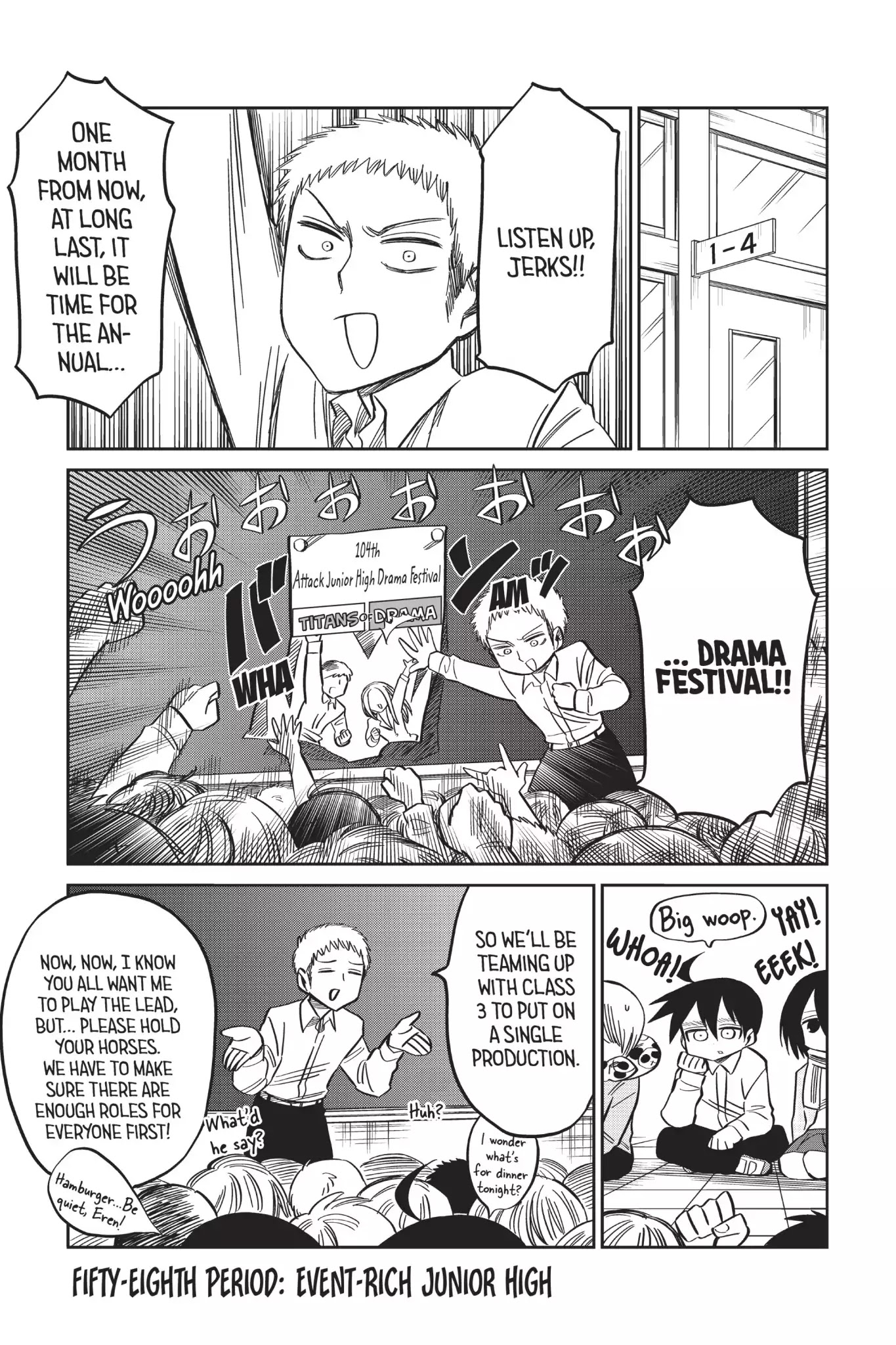 Attack on Titan: Junior High Chapter 58 page 1 - Chapter 58: Vol.4 58th Period: Event-Rich Junior High