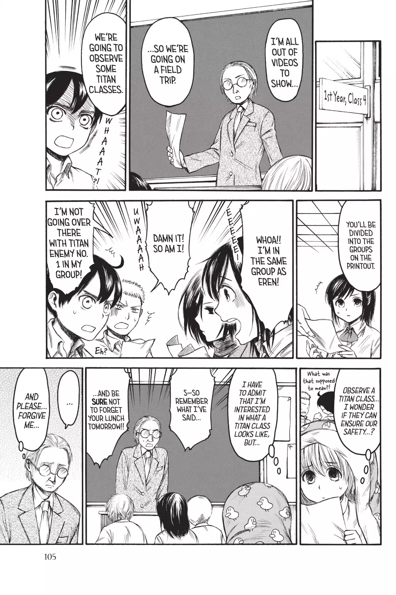 Attack on Titan: Junior High Chapter 6 page 1 - Chapter 6: Vol.1 6th Period: They're Titans, After All
