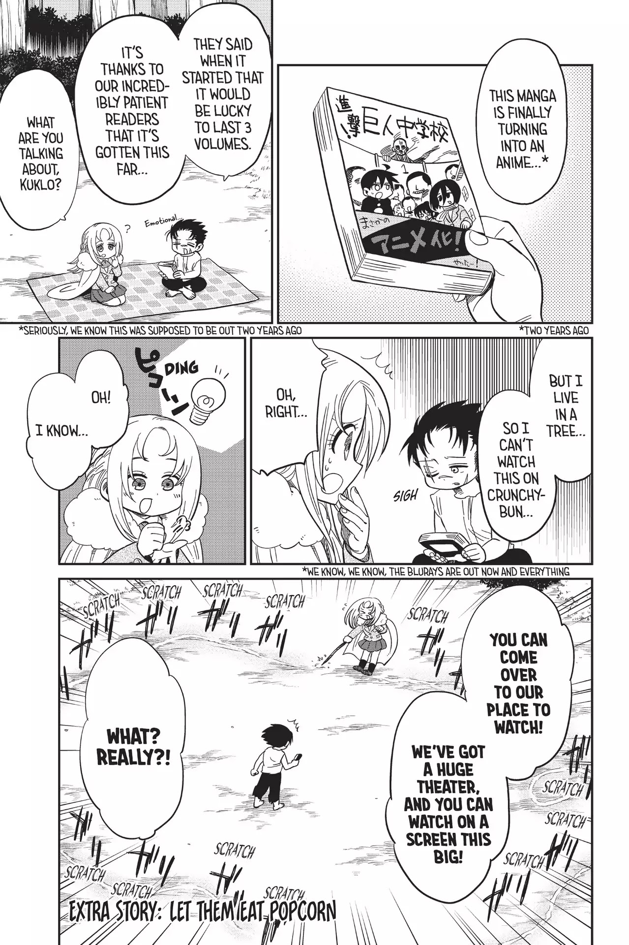 Attack on Titan: Junior High Chapter 63.5 page 1 - Vol.5 Extra Story: Let Them Eat Popcorn