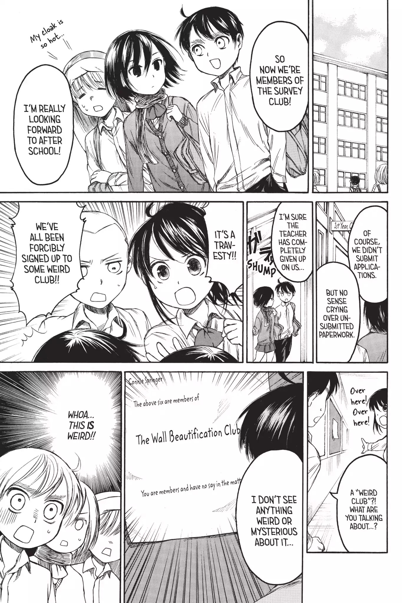 Attack on Titan: Junior High Chapter 8 page 1 - Chapter 8: Vol.1 8th Period: The Beautifiers