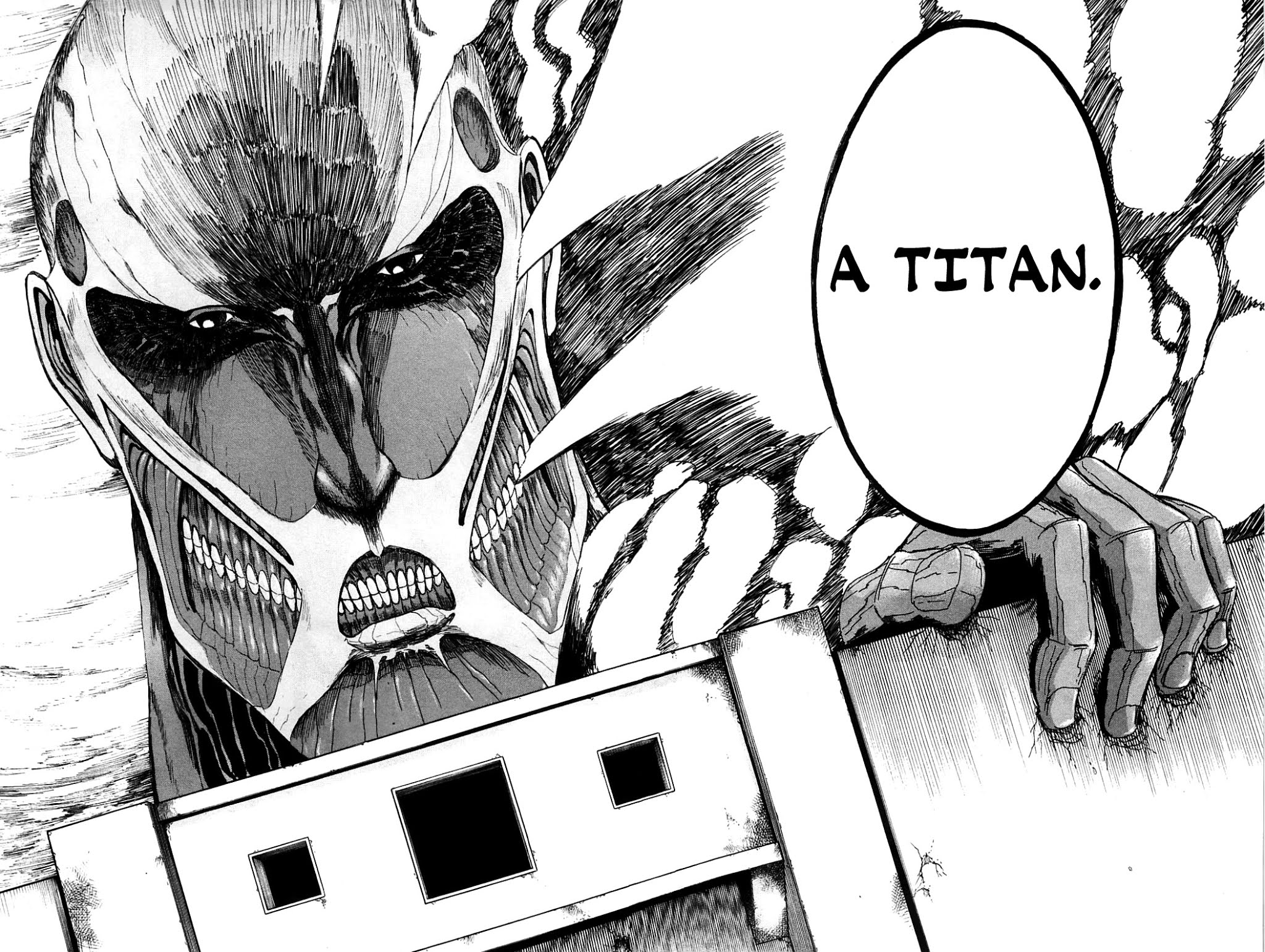 Attack on Titan manga, chapter 1, page 56 of 59